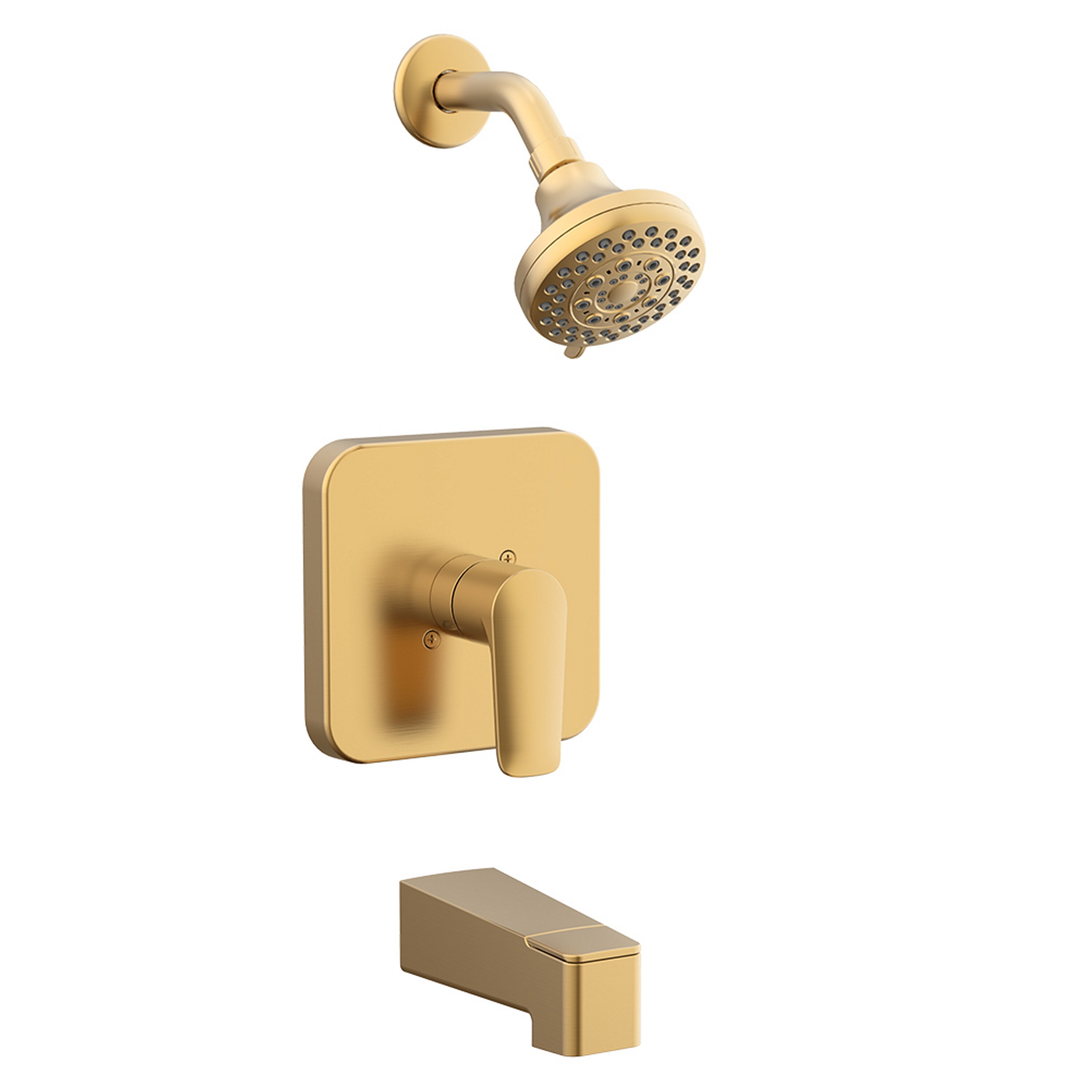 Mezcladora para bañera redonda y regadera en acabado dorado cepillado de un mango y función múltiple de 3.752 pulgadas de marca allen + roth
