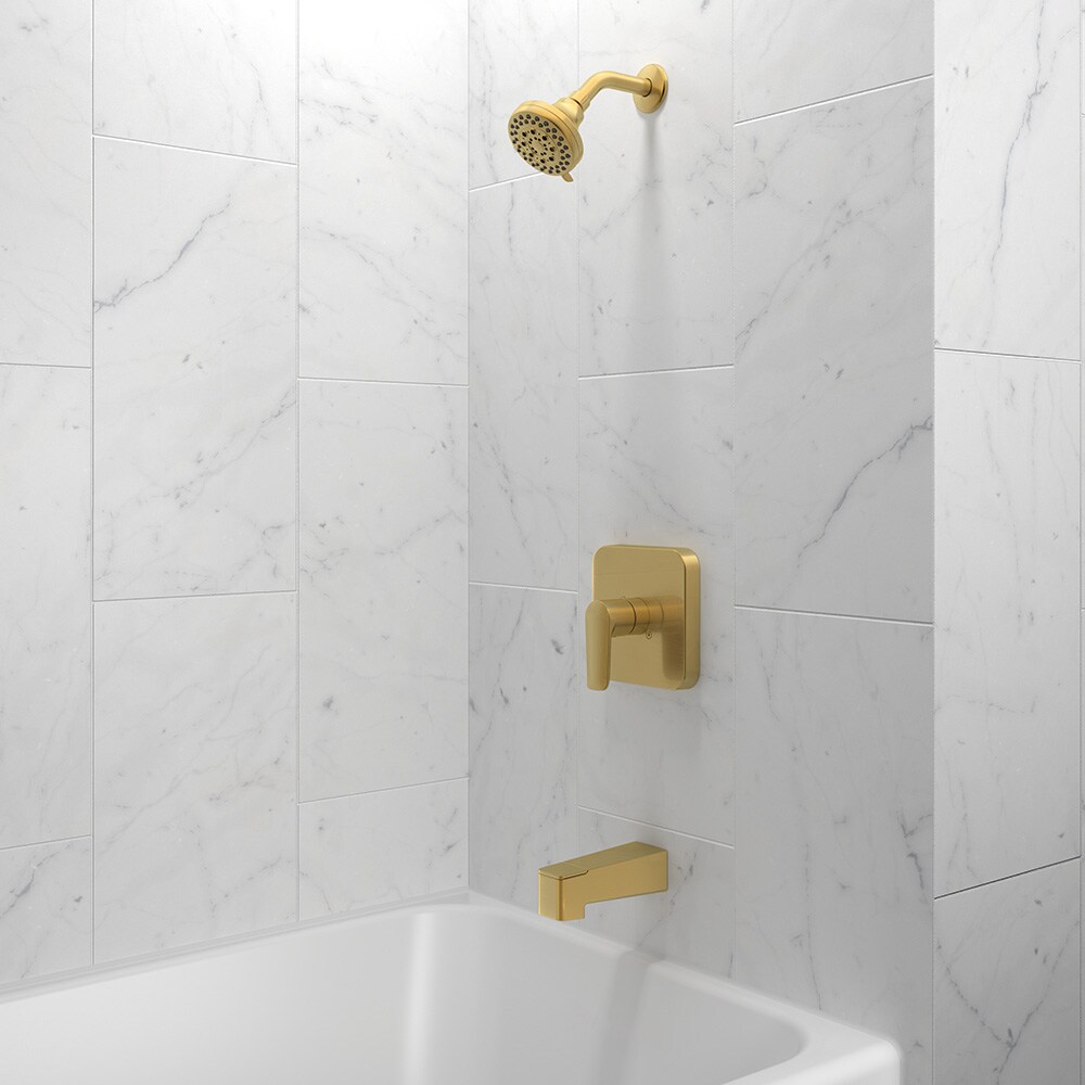 Mezcladora para bañera redonda y regadera en acabado dorado cepillado de un mango y función múltiple de 3.752 pulgadas de marca allen + roth