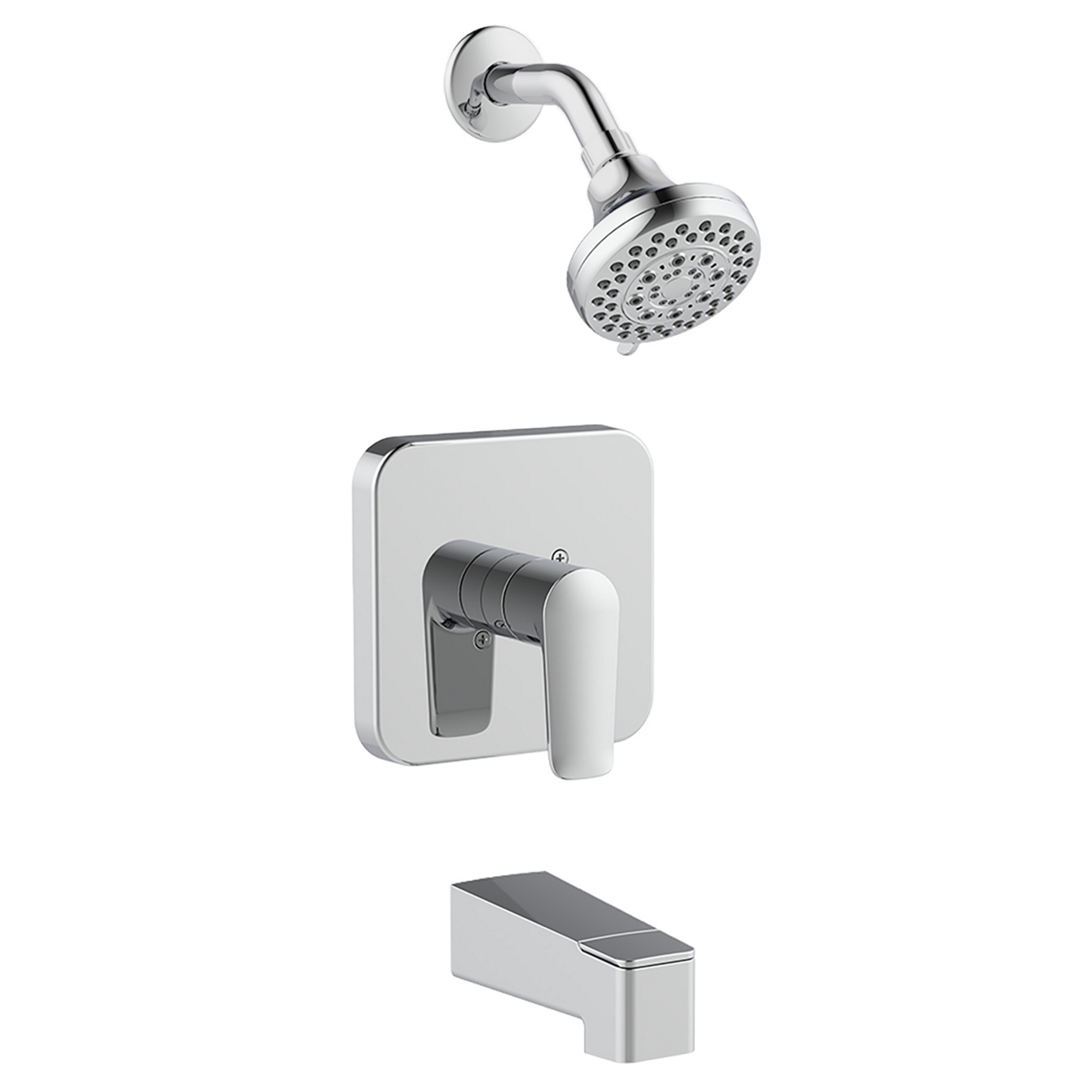 Grifo para bañera y ducha redondo de 3.752 pulgadas con válvula y función múltiple, acabado cromo Dunmore de allen + roth