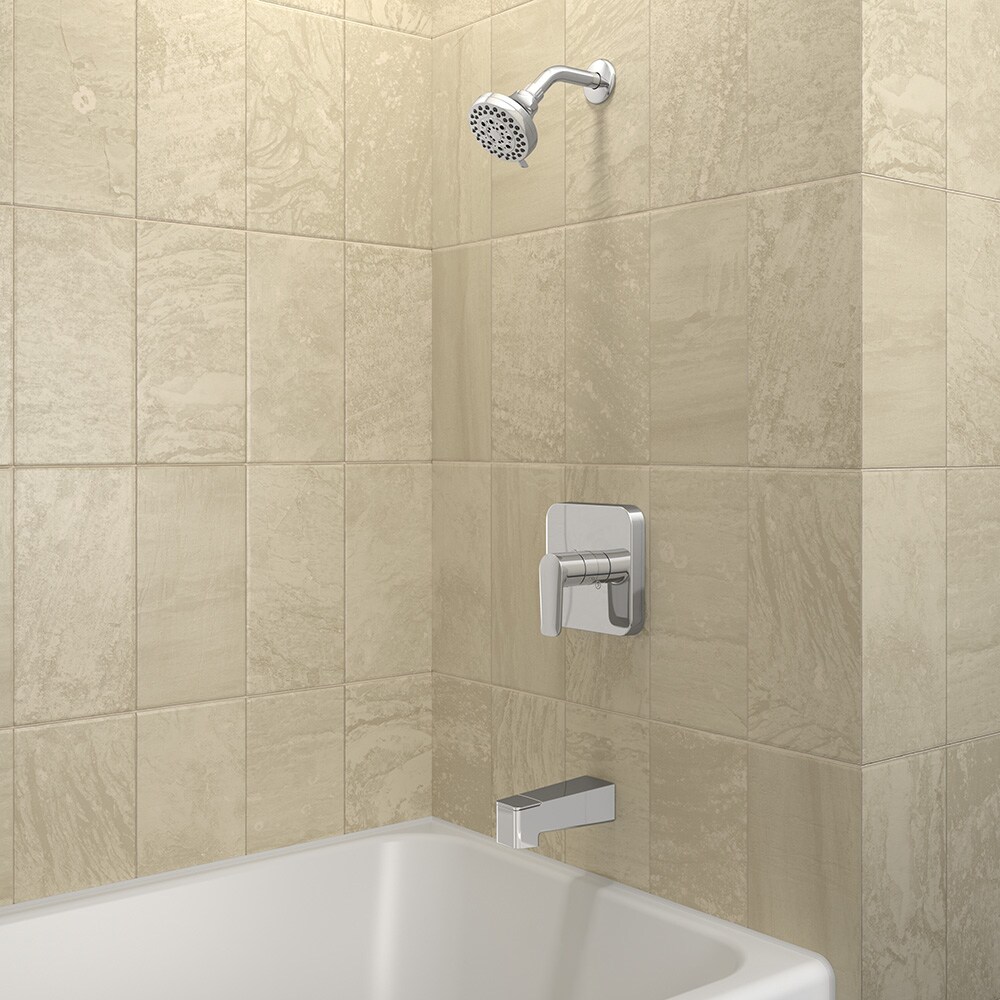 Grifo para bañera y ducha redondo de 3.752 pulgadas con válvula y función múltiple, acabado cromo Dunmore de allen + roth
