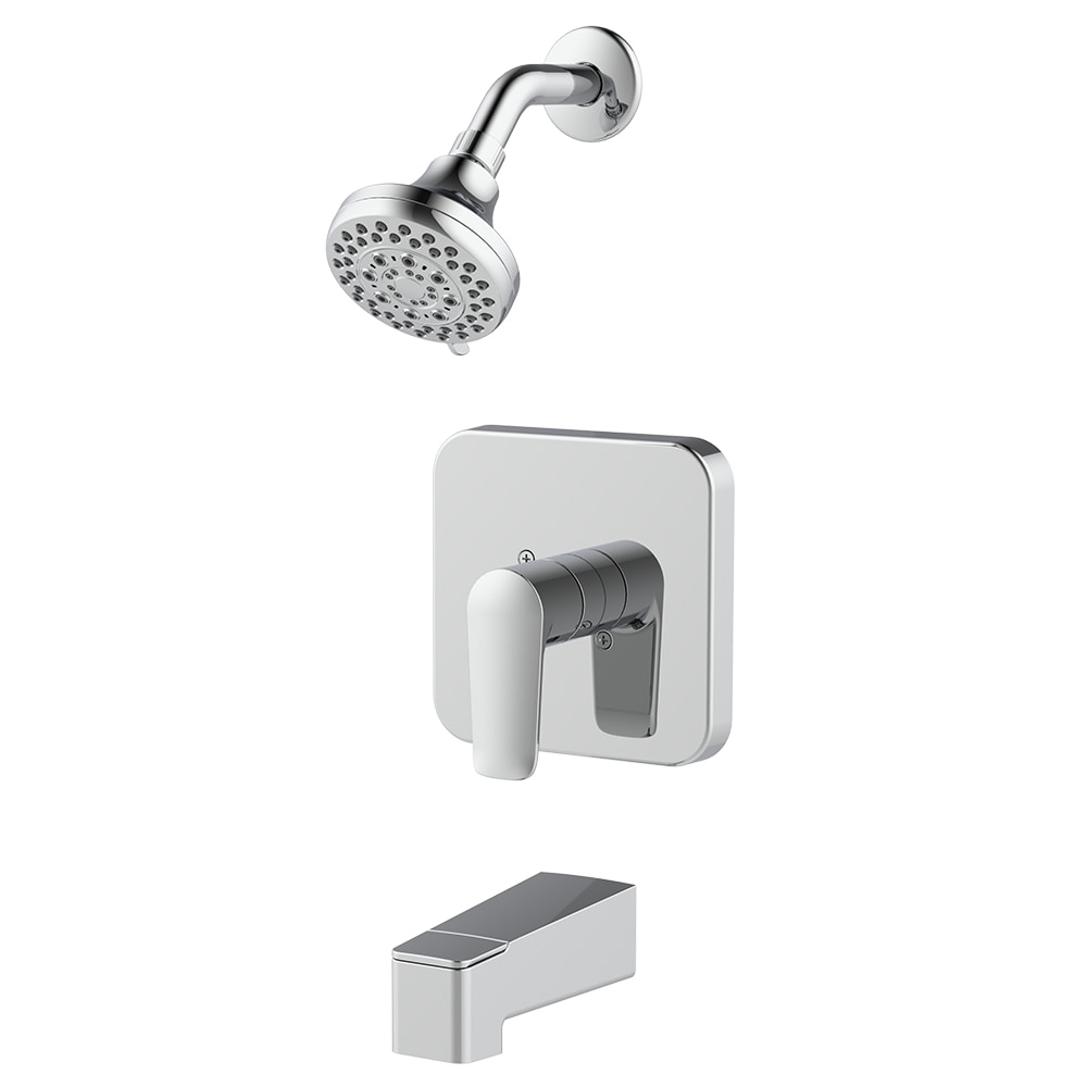 Grifo para bañera y ducha redondo de 3.752 pulgadas con válvula y función múltiple, acabado cromo Dunmore de allen + roth