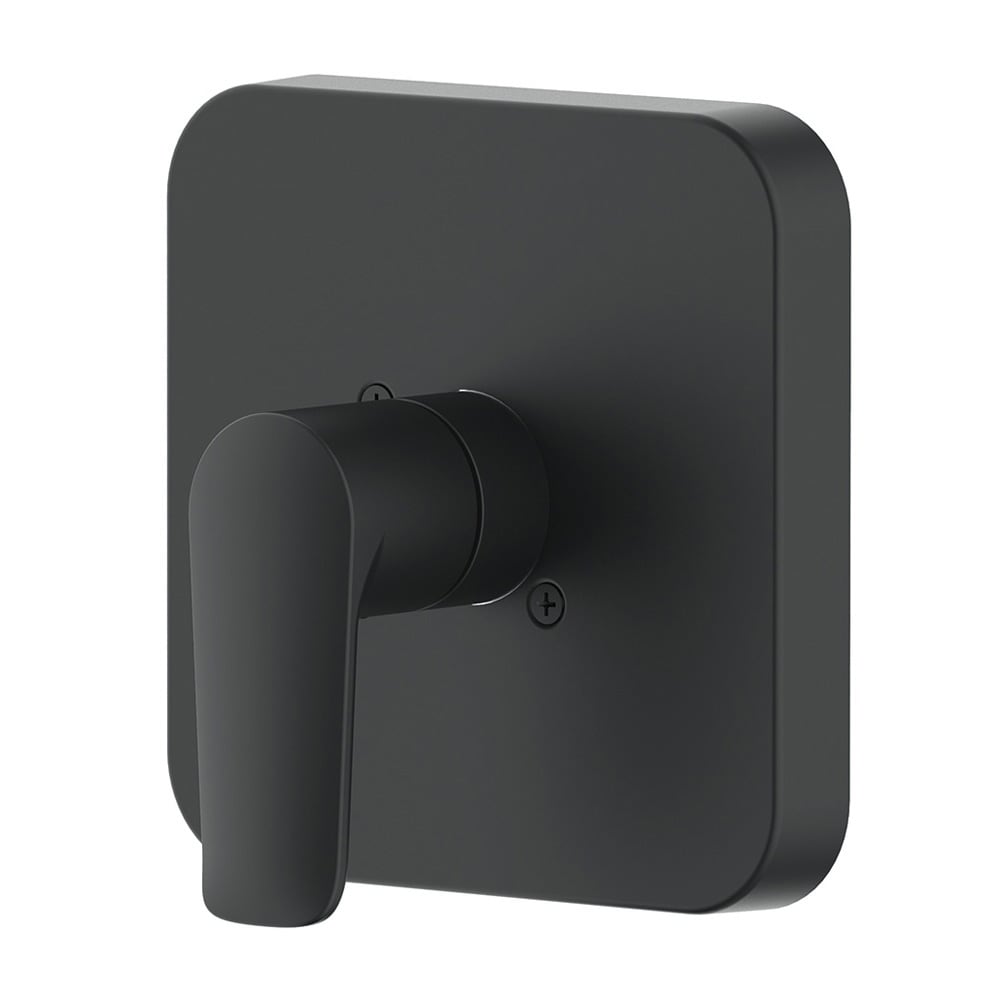 Grifo de bañera y ducha redondo de 1 manija en negro mate de la colección Dunmore de allen + roth con función multiusos y válvula