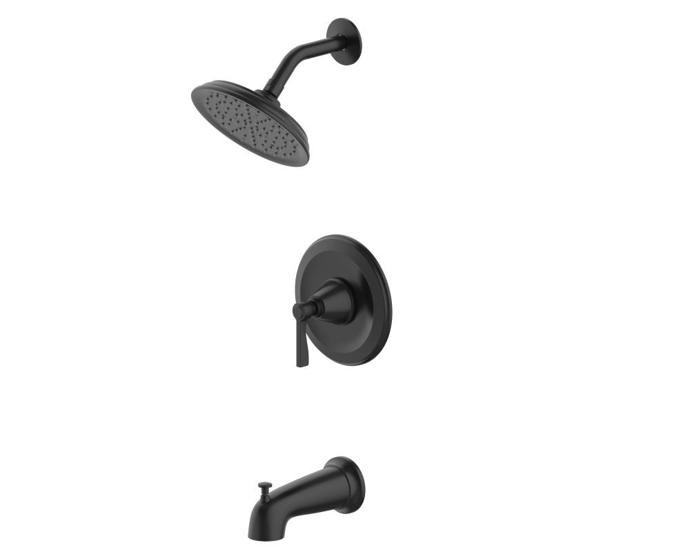 Grifería para bañera y ducha de función única con acabado mate negro Townley de allen + roth