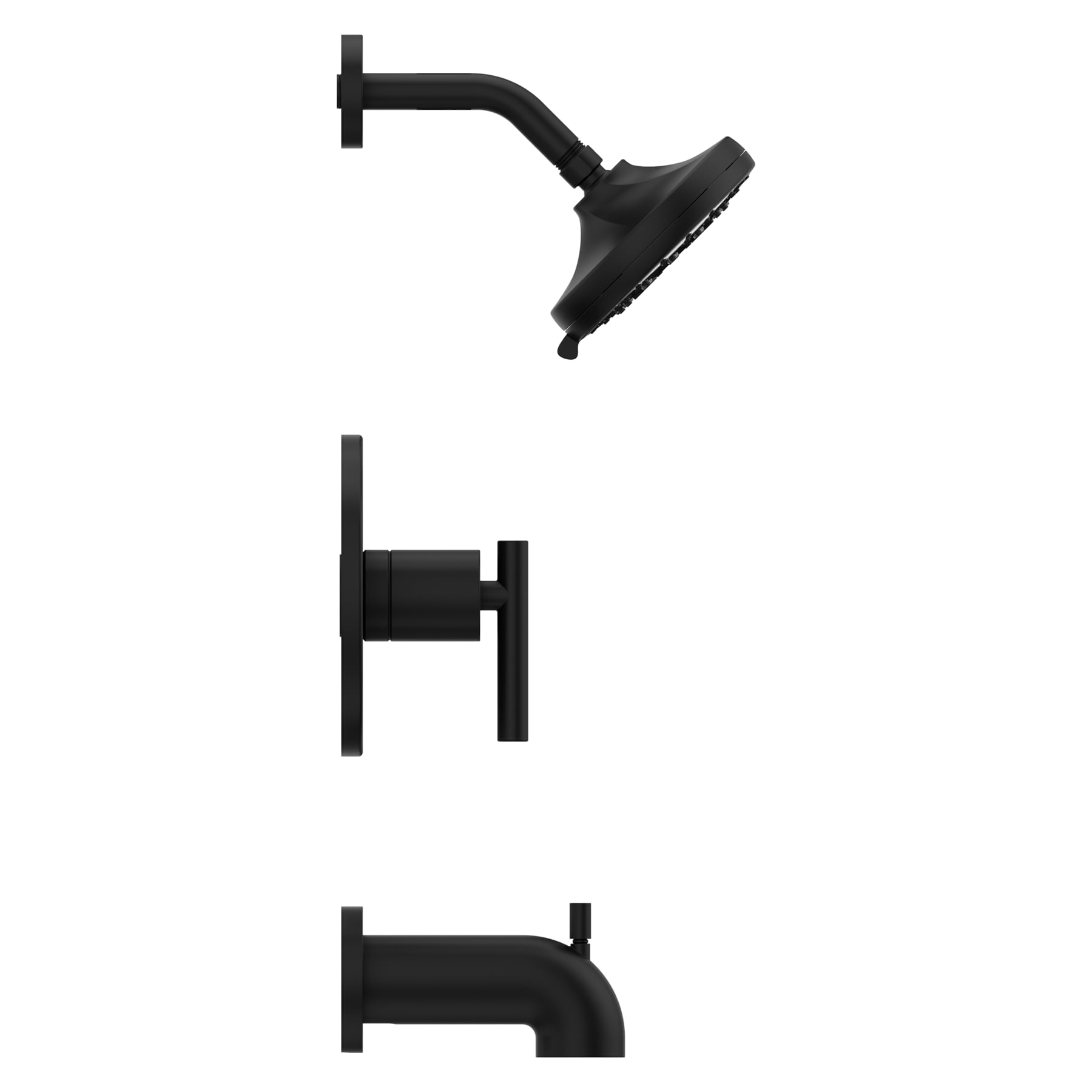 Grifo para bañera y ducha redondo de 5.59 pulgadas, de color negro mate, de una sola manija y multifunción, marca Pfister Zeelan con válvula 8P8-WS2-ZLSB