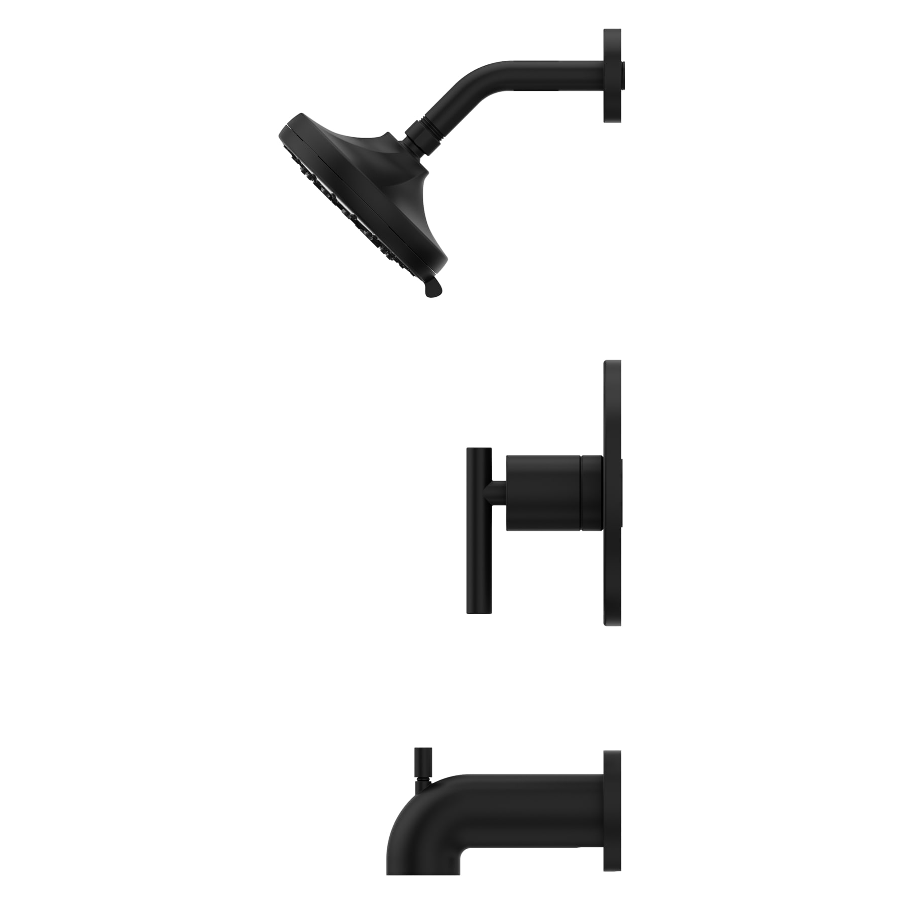 Grifo para bañera y ducha redondo de 5.59 pulgadas, de color negro mate, de una sola manija y multifunción, marca Pfister Zeelan con válvula 8P8-WS2-ZLSB