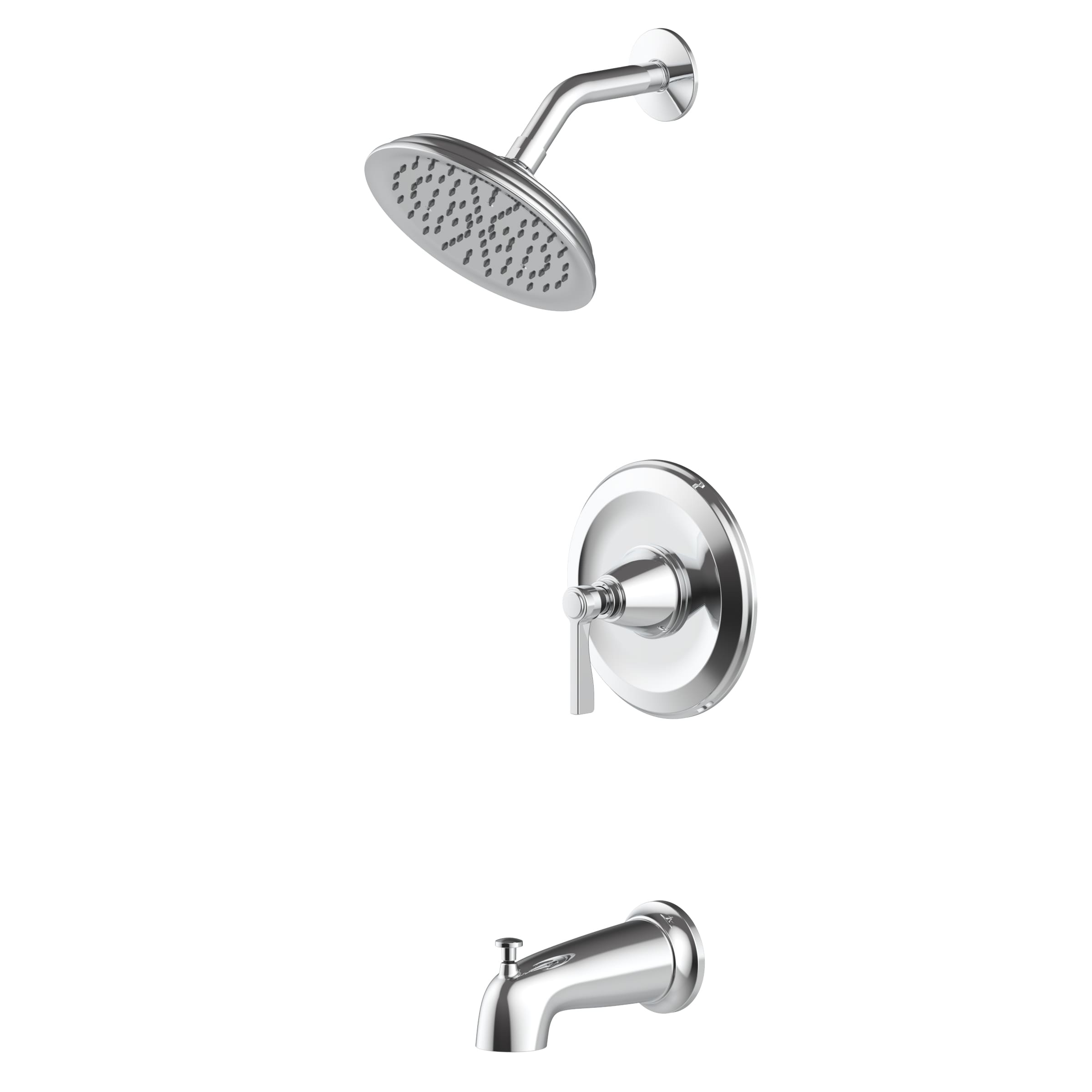 Grifo para bañera y ducha redondo de 2.83 pulgadas, cromo pulido, de una sola manija - allen + roth Townley 873X-7301