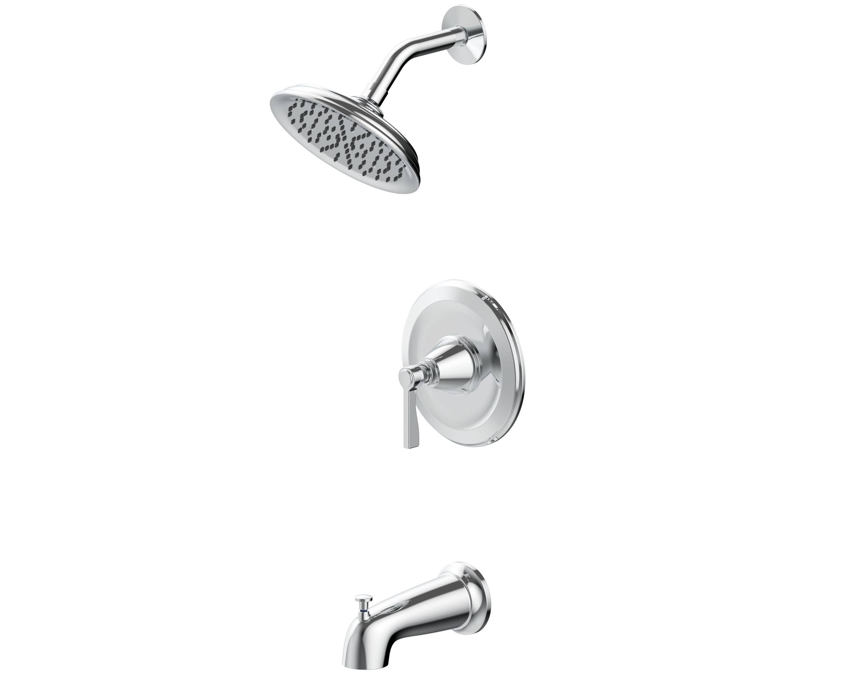 Grifo para bañera y ducha redondo de 2.83 pulgadas, cromo pulido, de una sola manija - allen + roth Townley 873X-7301