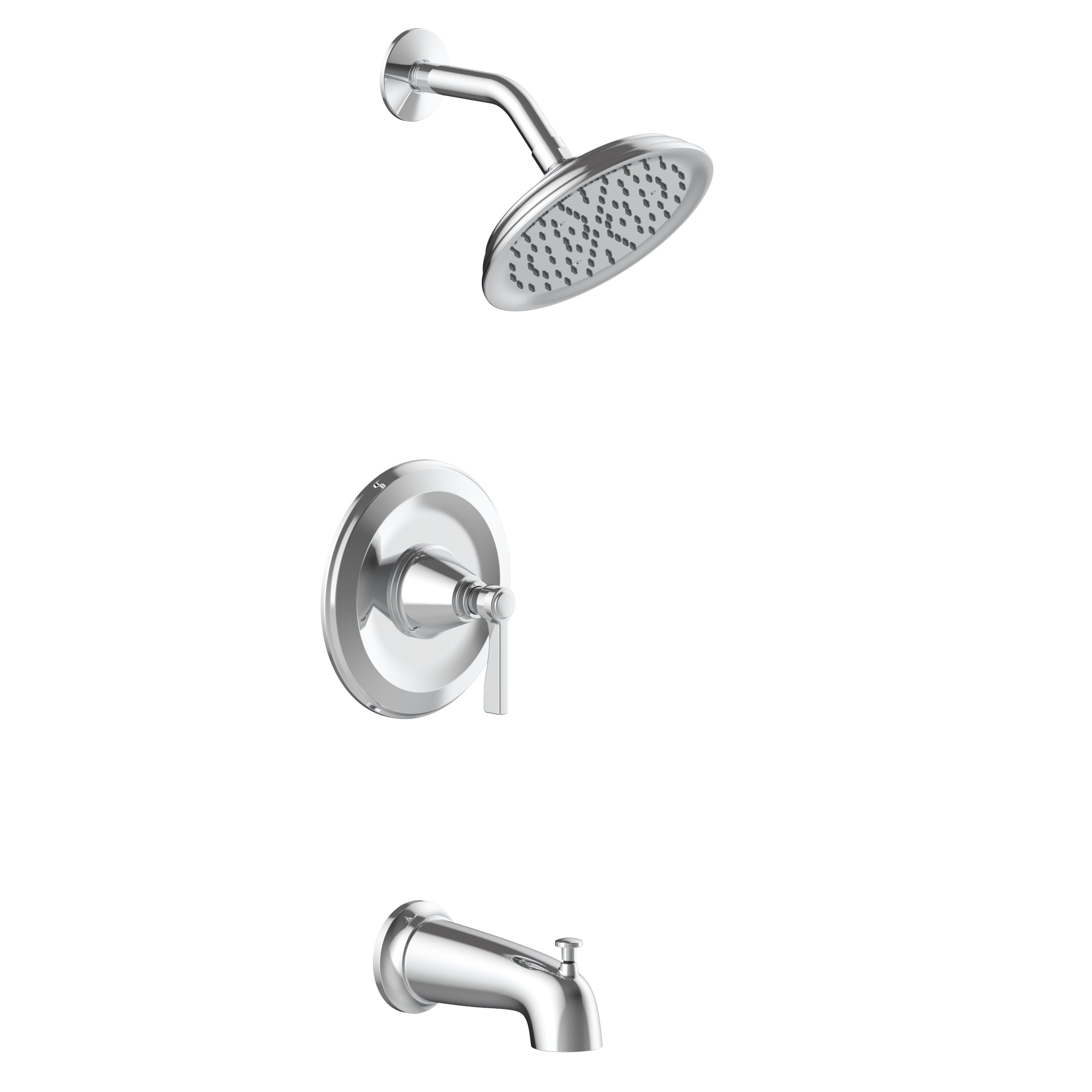 Grifo para bañera y ducha redondo de 2.83 pulgadas, cromo pulido, de una sola manija - allen + roth Townley 873X-7301