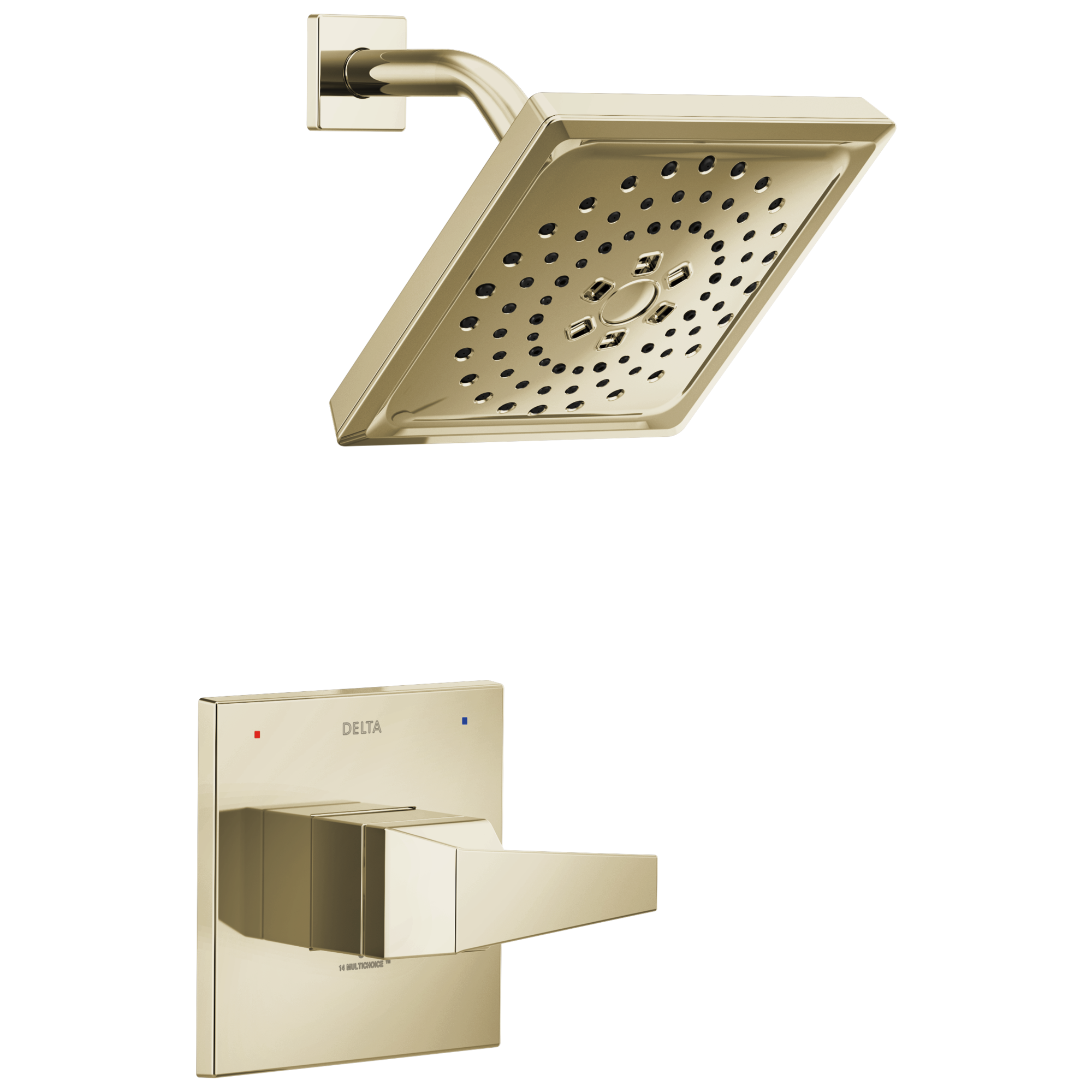 Grifo de bañera y ducha Delta Trillian Lumicoat Níquel Pulido de 1 manija, multifunción de 7.625 pulgadas cuadradas - Modelo T14243-PN-PR