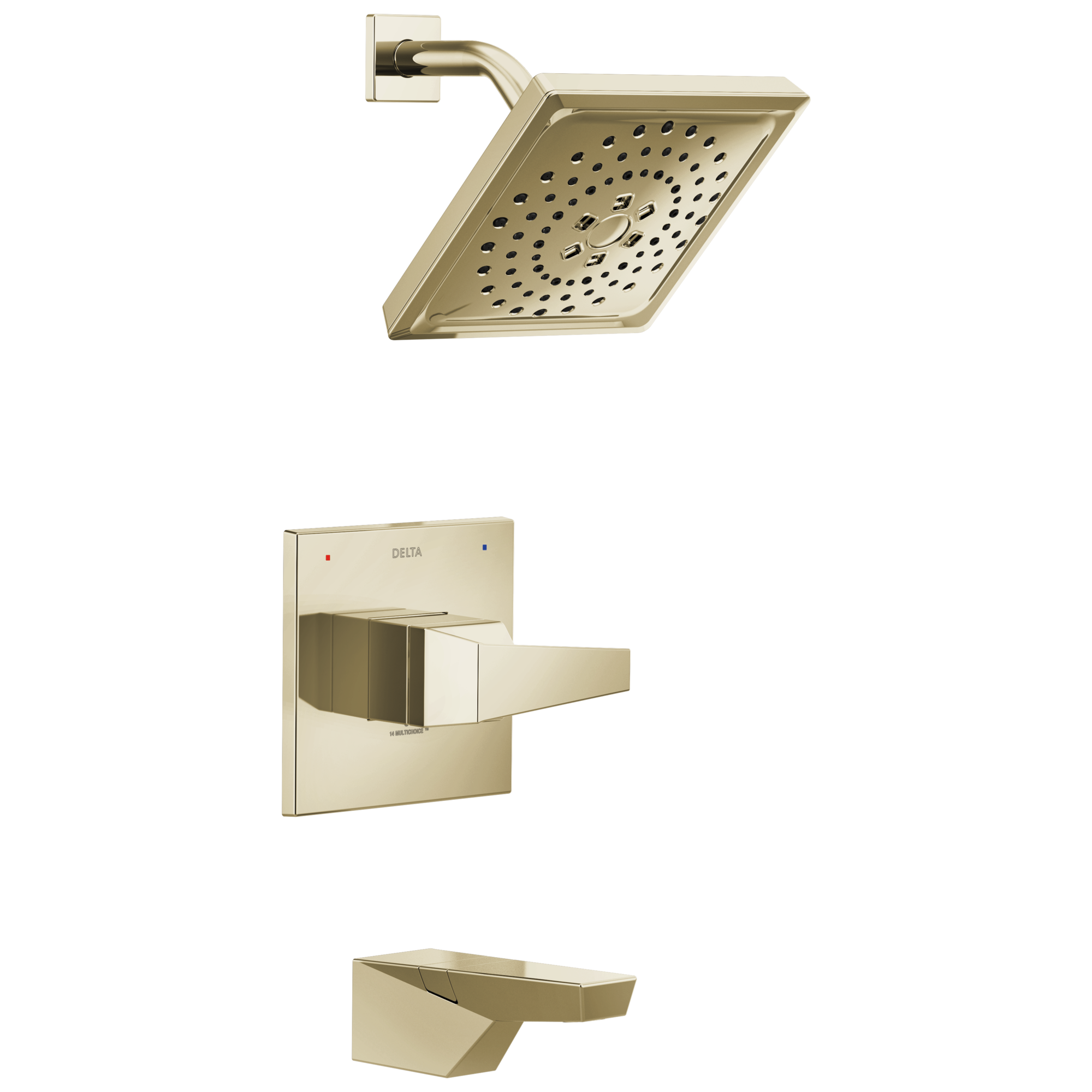 Grifo de bañera y ducha de función múltiple con un mango en níquel pulido de lumicoat de Delta Trillian incluido el válvula T14443-PN-PR