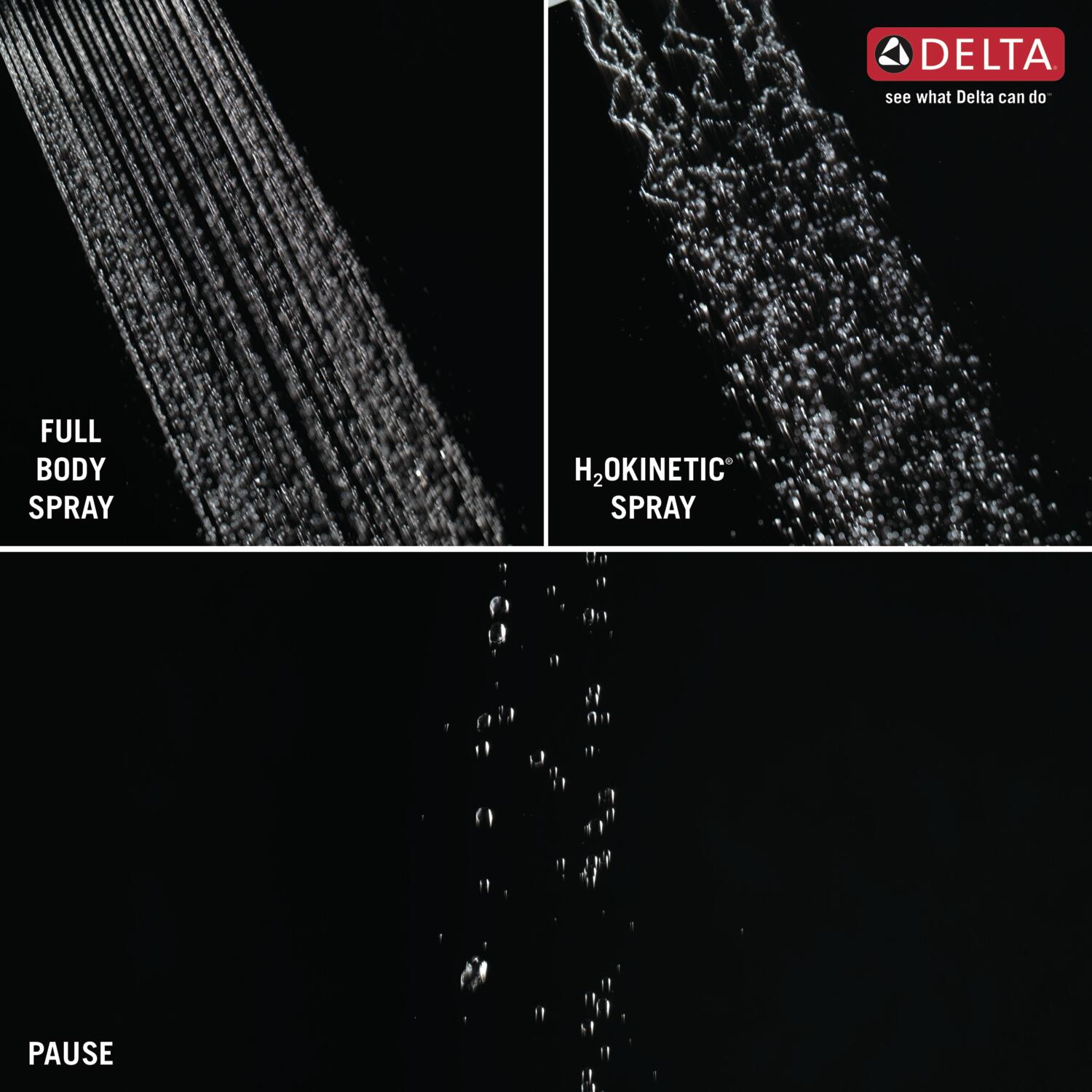 Grifo de bañera y ducha de 7.625 pulgadas cuadradas con acabado en cromo Lumicoat de Delta Trillian de un solo mango y función múltiple con válvula T14243-PR.