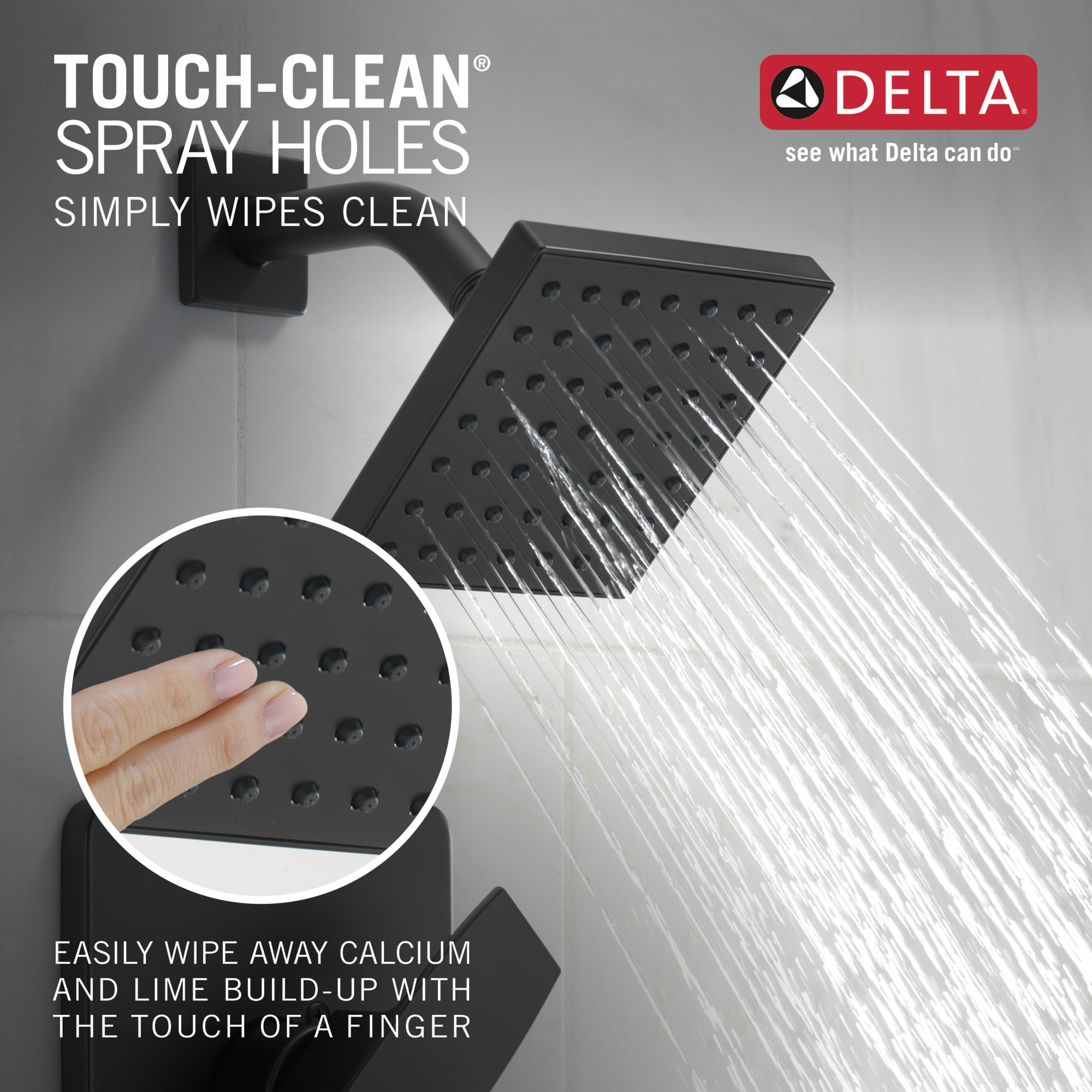 Mezcladora de bañera y regadera cuadrada de 5 pulgadas con acabado mate negro y una sola manija moderna Delta T14467-BL-PP