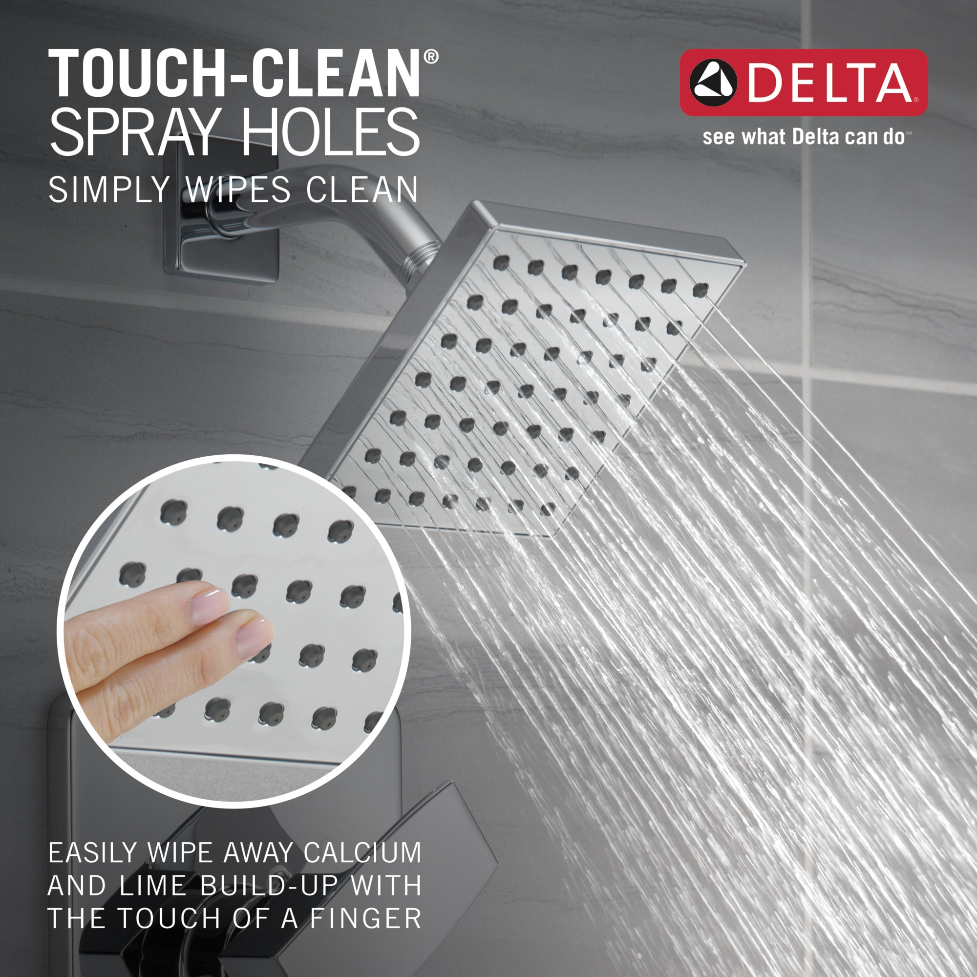 Grifo para bañera y regadera de moderno diseño cromado de Delta de 1 asa y función única de 5 pulgadas, estilo cuadrado.