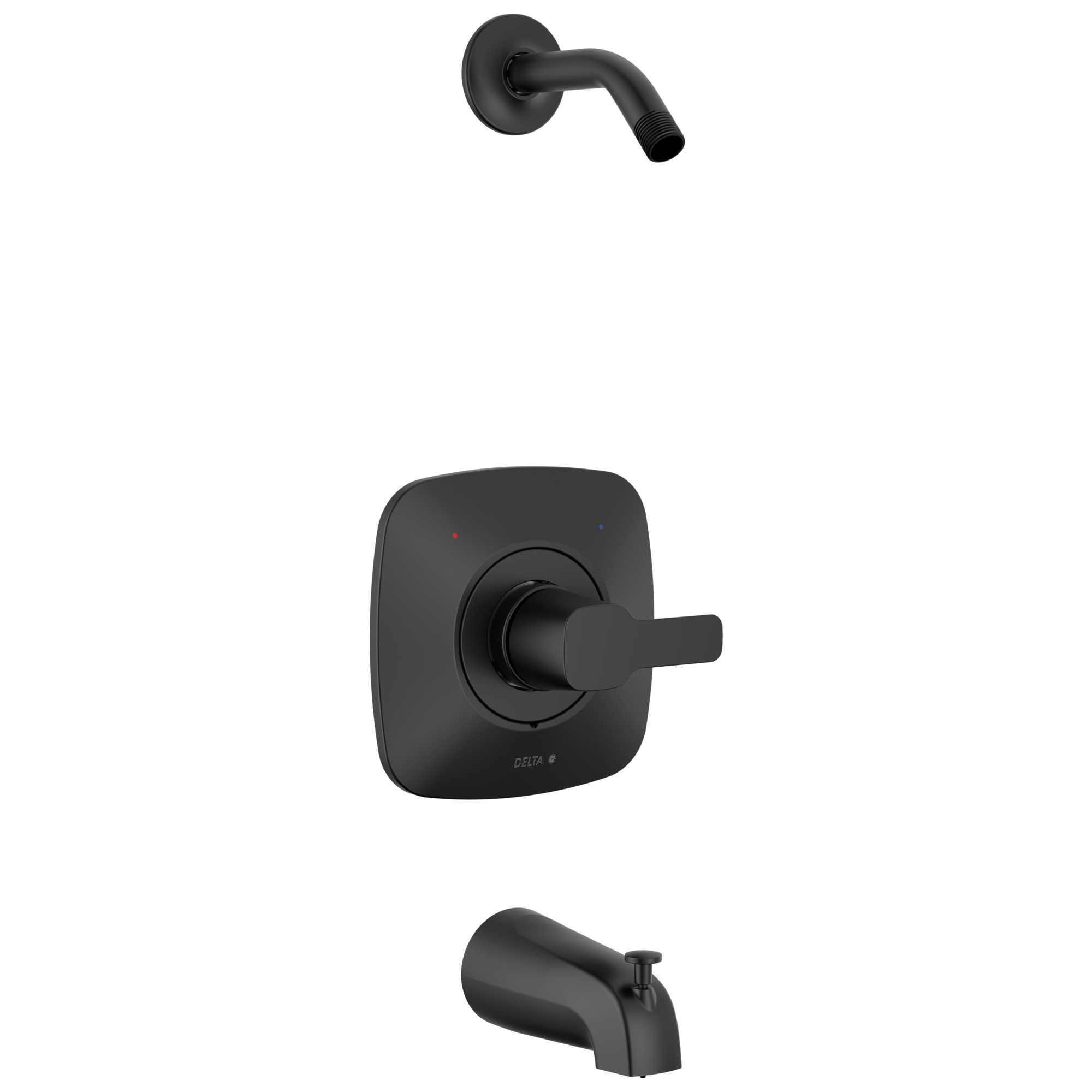 Grifo para bañera y ducha de un solo mango en negro mate moderno de Delta - Se vende por separado T144339-BLLHD-PP.