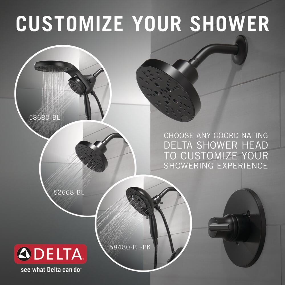 Mezcladora para Bañera y Ducha de 1 Manija en Acabado Negro Mate Moderno Delta, se vende por separado T14467-BLLHD-PP