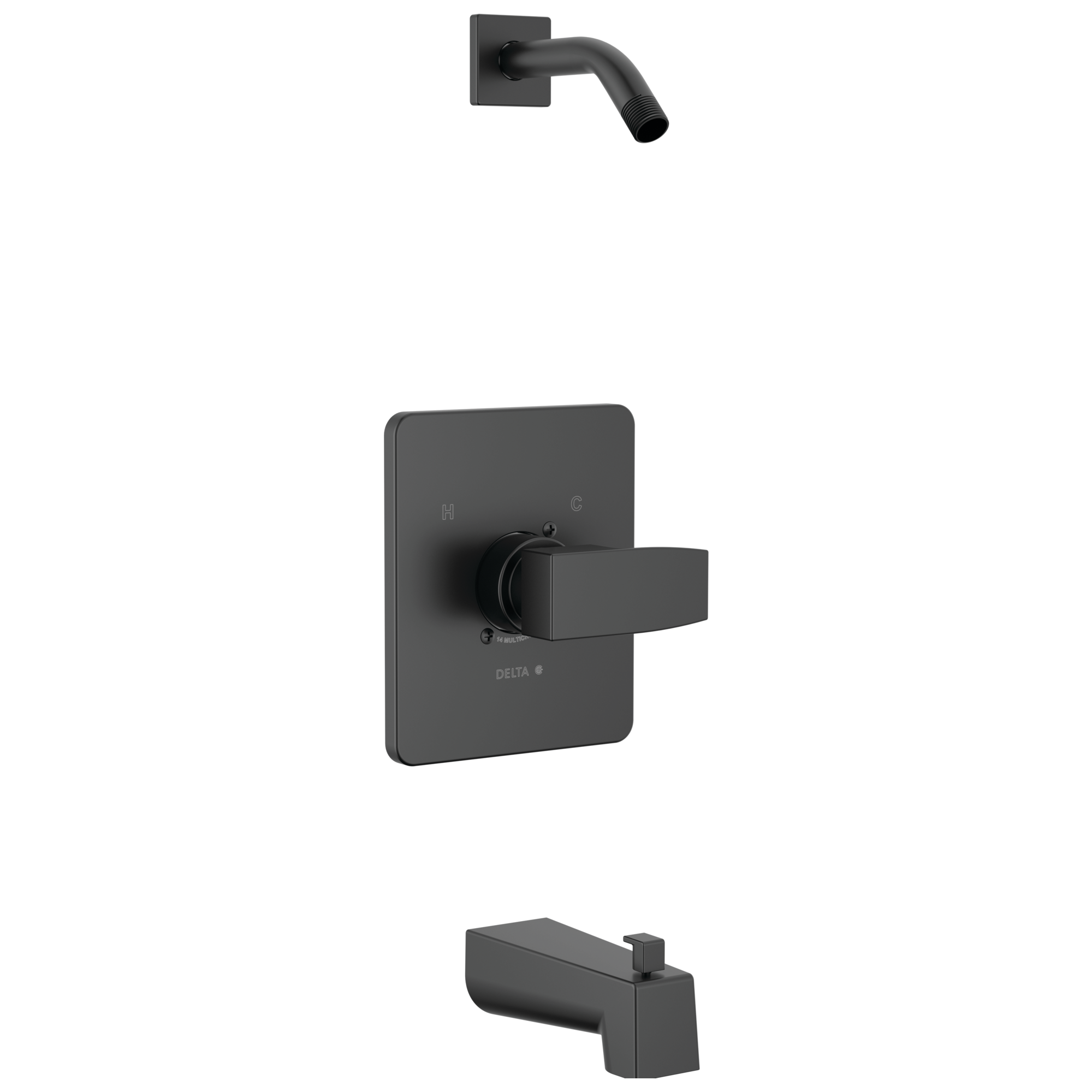 Mezcladora para Bañera y Ducha de 1 Manija en Acabado Negro Mate Moderno Delta, se vende por separado T14467-BLLHD-PP