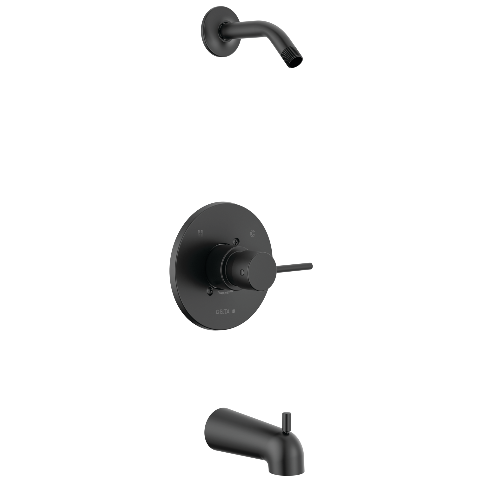 Grifo para bañera y ducha de 1 manija en negro mate moderno de Delta (se vende por separado) T14459-BLLHD-PP.