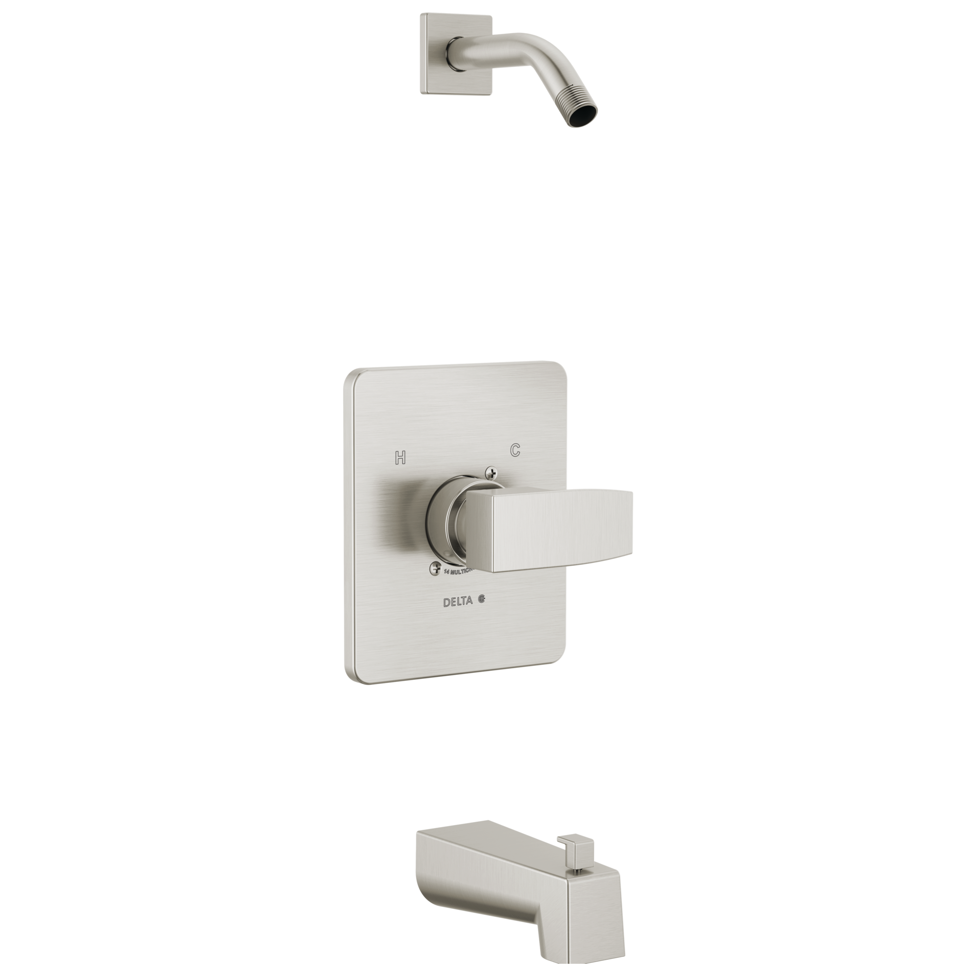 Llave para bañera y regadera Delta Moderna de Acero Inoxidable de 1 mango Vendida por separado T14467-SSLHD-PP
