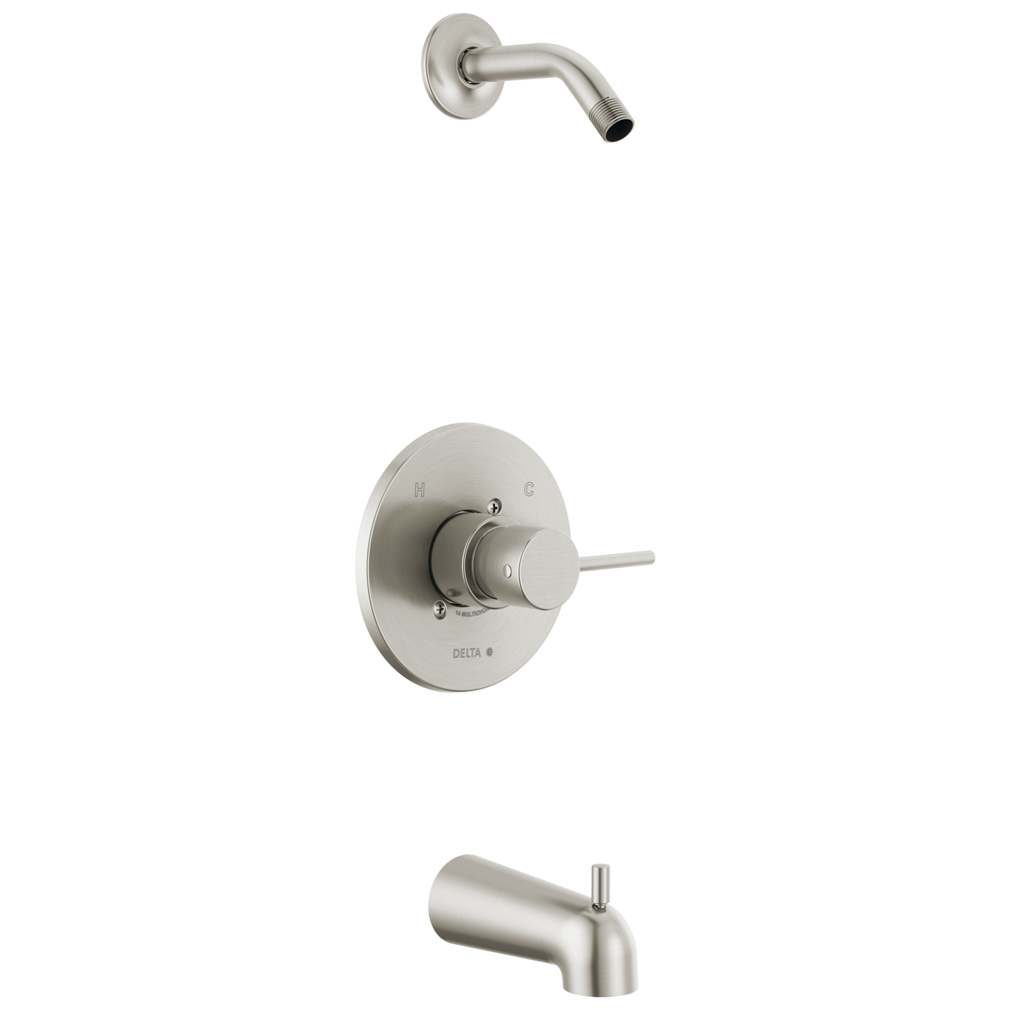 Faucet de Tina y Regadera de Acero Inoxidable Moderno con un Mango Delta Vendido por Separado T14459-SSLHD-PP