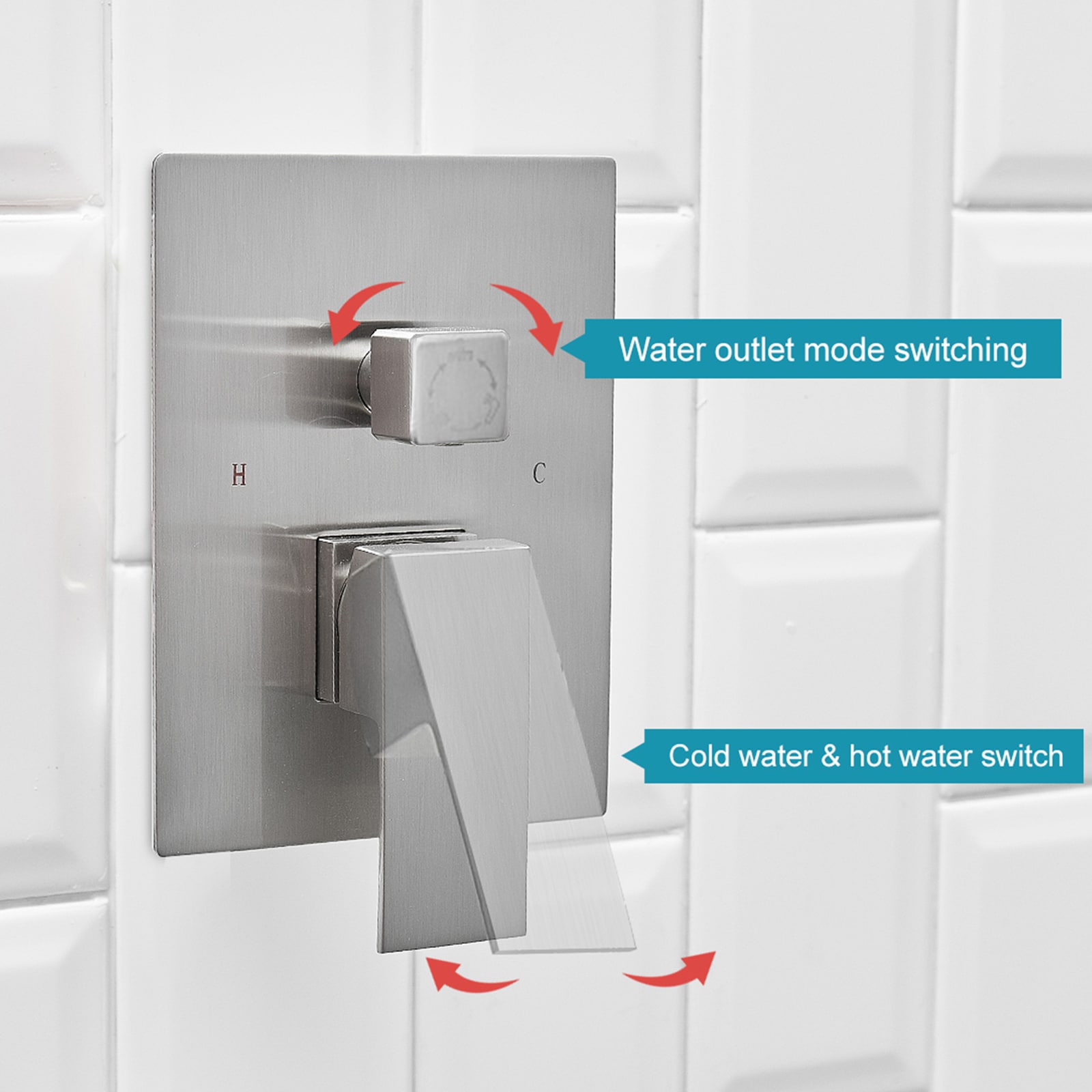 Regadera de Baño Niquelado Cepillado de 1 Manija Multi-función de 10 pulgadas con Válvula para Bañera y Ducha - Modelo A-95010-N-S