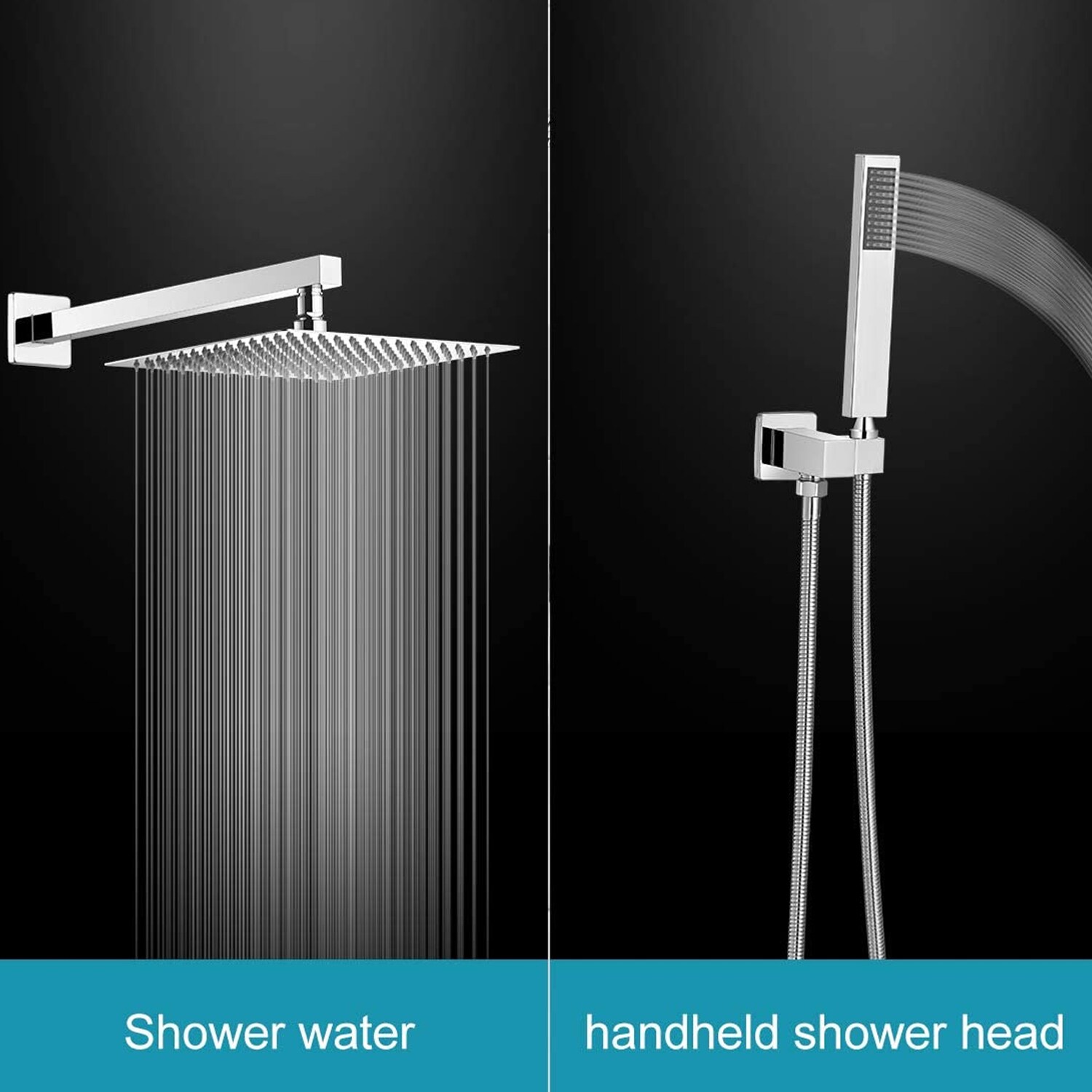 Regadera de Baño Cromada Brillante de 1 Manija Multi-función de 10 Pulgadas para Tina y Ducha con Válvula A-95010-C-S