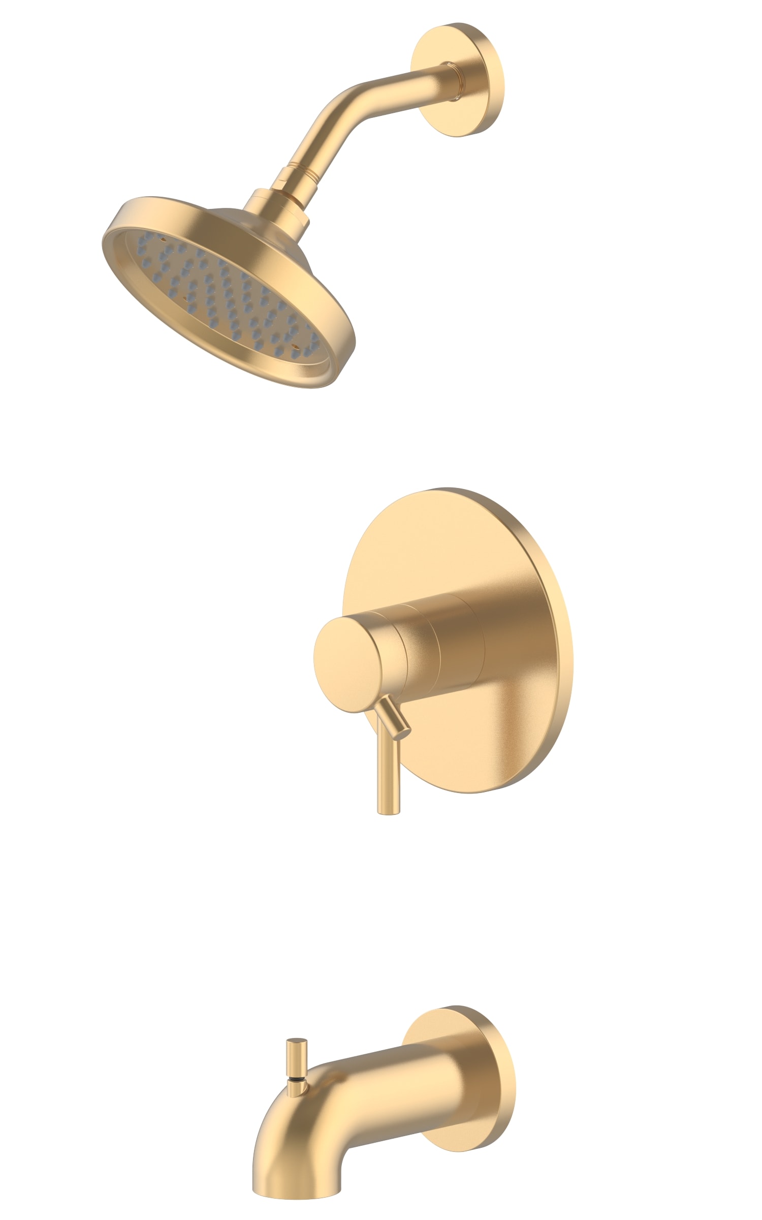 Grifo para Bañera y Ducha de 6 Pulgadas en Oro Cepillado con Dos Manijas y Función Única - Modelo Harlow