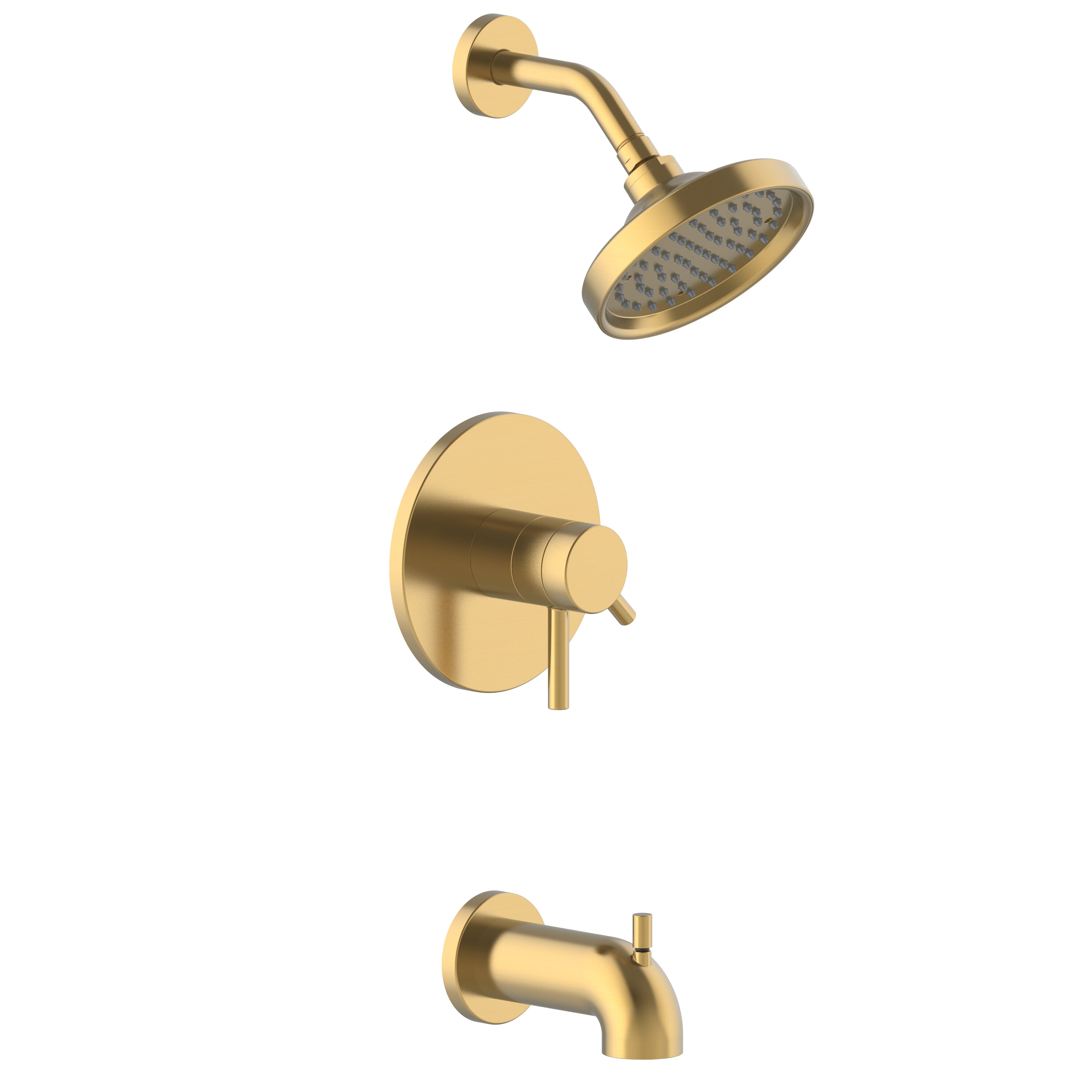 Grifo para Bañera y Ducha de 6 Pulgadas en Oro Cepillado con Dos Manijas y Función Única - Modelo Harlow