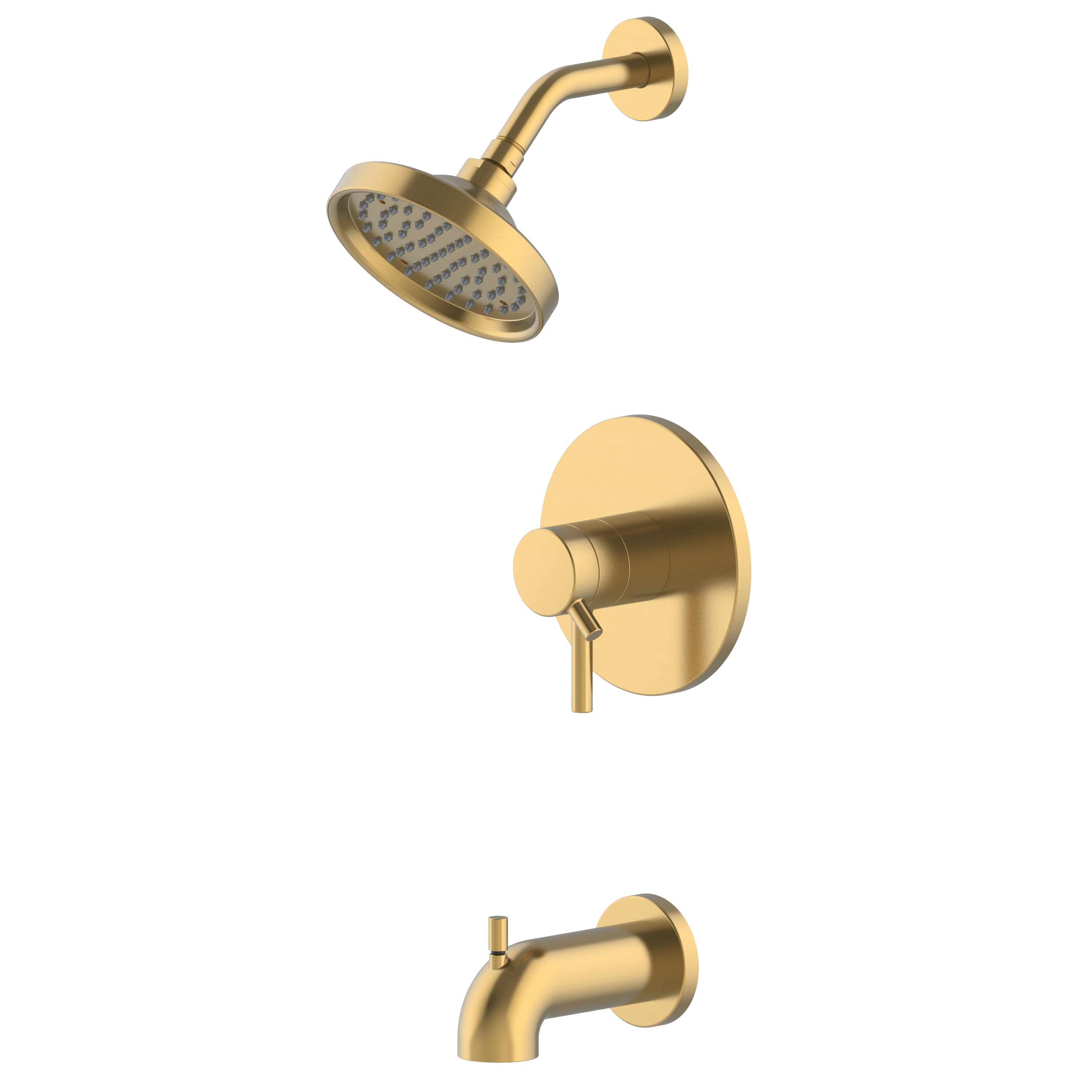Grifo para Bañera y Ducha de 6 Pulgadas en Oro Cepillado con Dos Manijas y Función Única - Modelo Harlow
