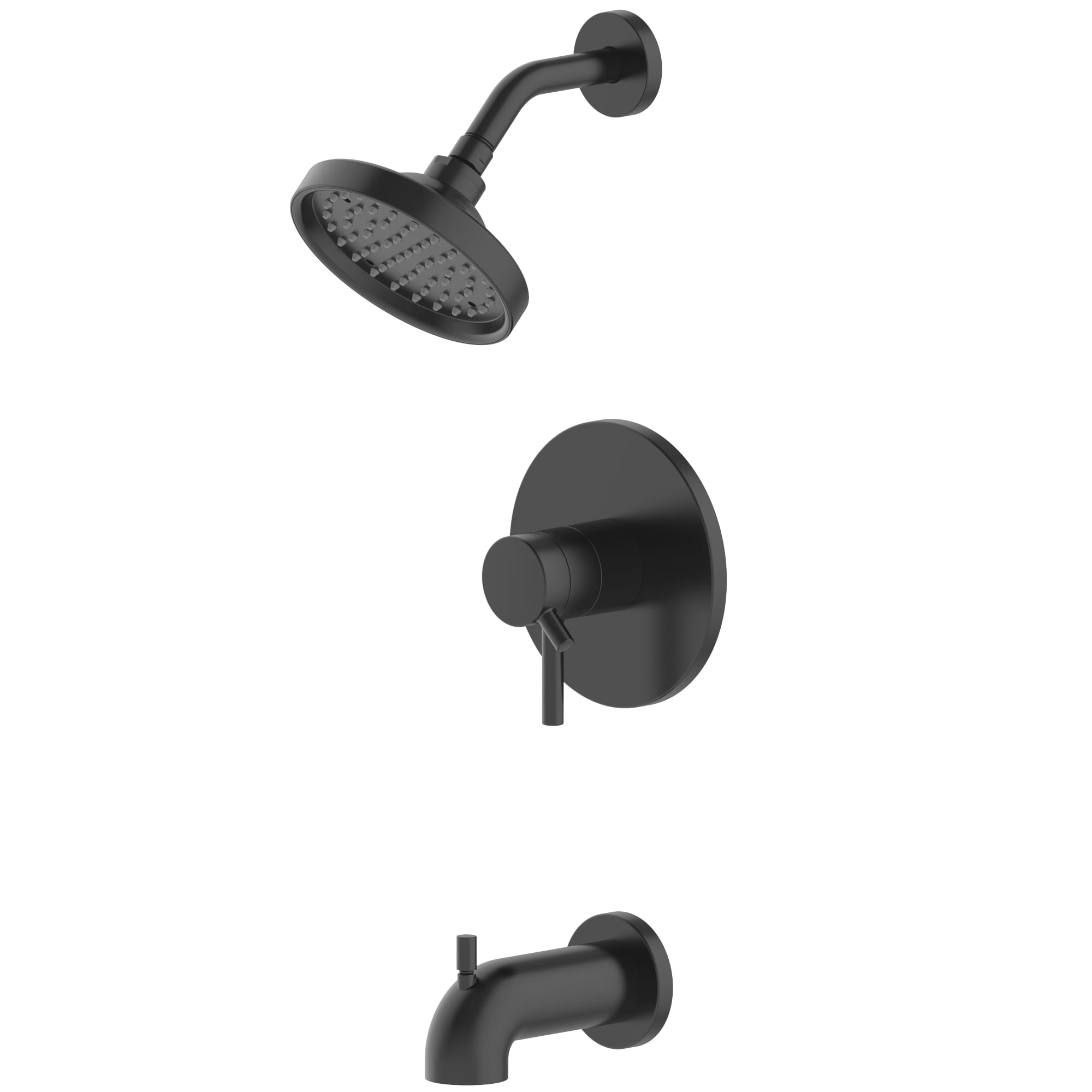 Grifo de Bañera y Ducha Redondo de 6 Pulgadas con Acabado Negro Mate de dos Manijas y Función Única "Harlow" de allen + roth