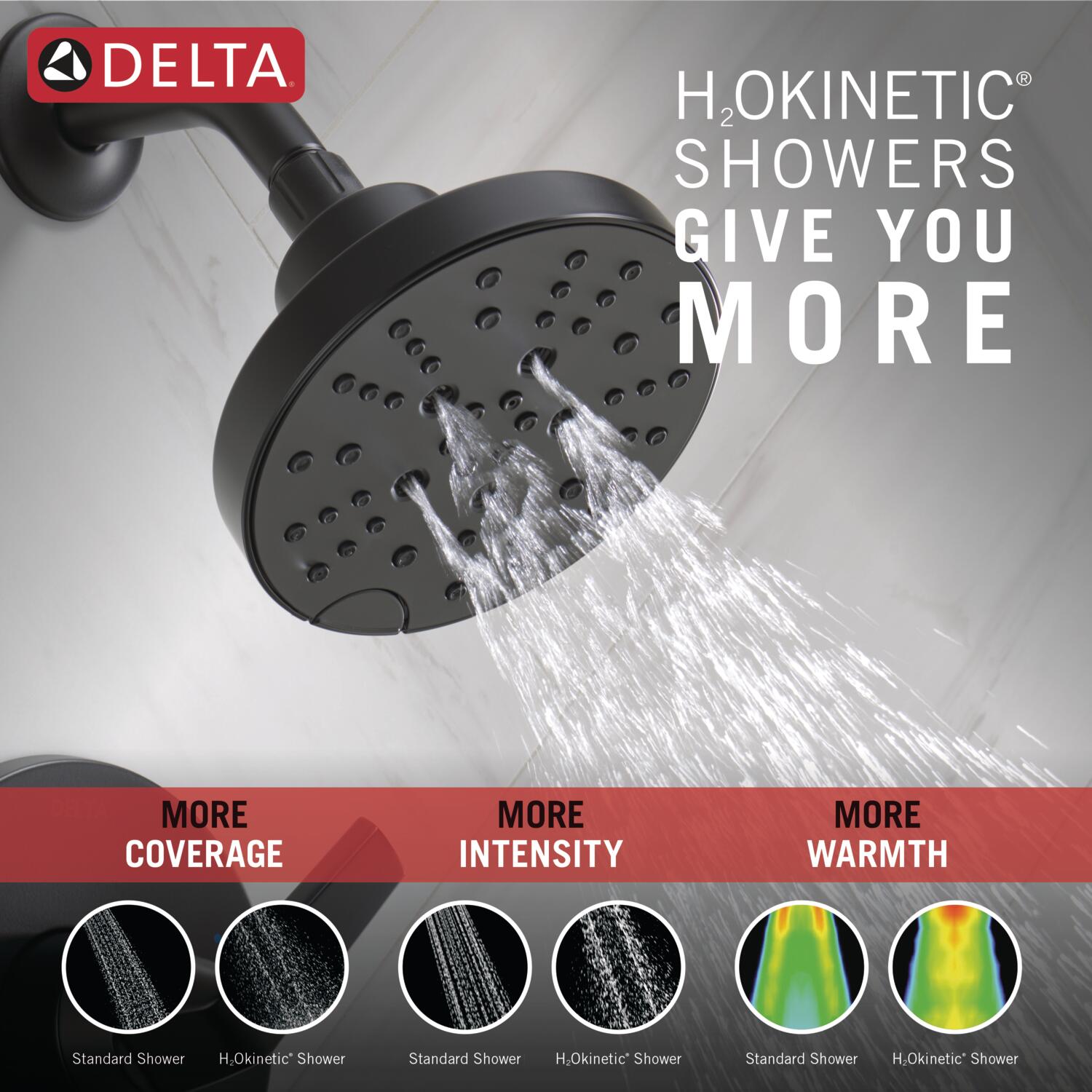 Llave mezcladora negra mate de una manija con función múltiple de 6 pulgadas para bañera y regadera redonda Delta Sparrow 144832-BL