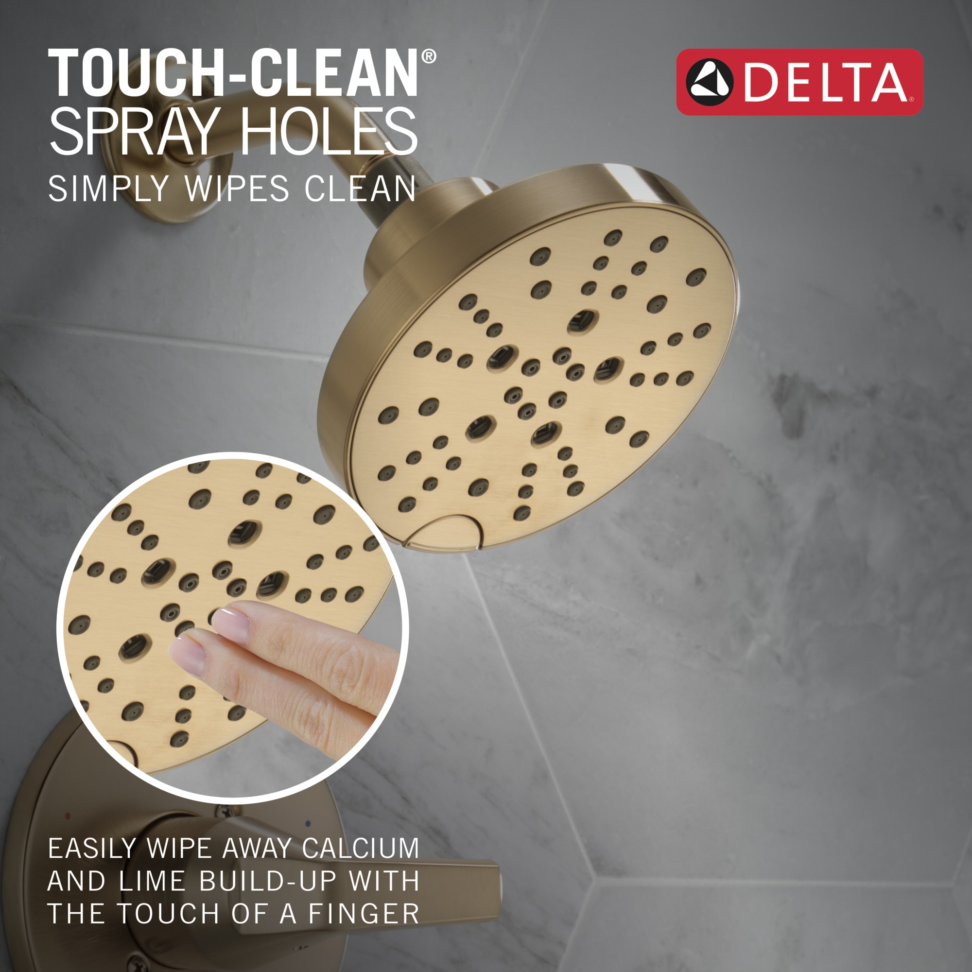 Grifo para bañera y ducha redonda de 6 pulgadas, de color bronce champán, de una sola manija y multifunción Delta Sparrow 144832-CZ
