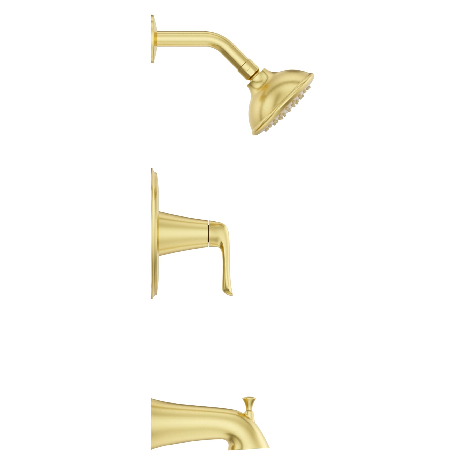 Grifo para bañera y ducha redondo de una sola función y un mango en oro cepillado Pfister Willa con válvula 8P8-WS2-MALSBG de 4.438 pulgadas