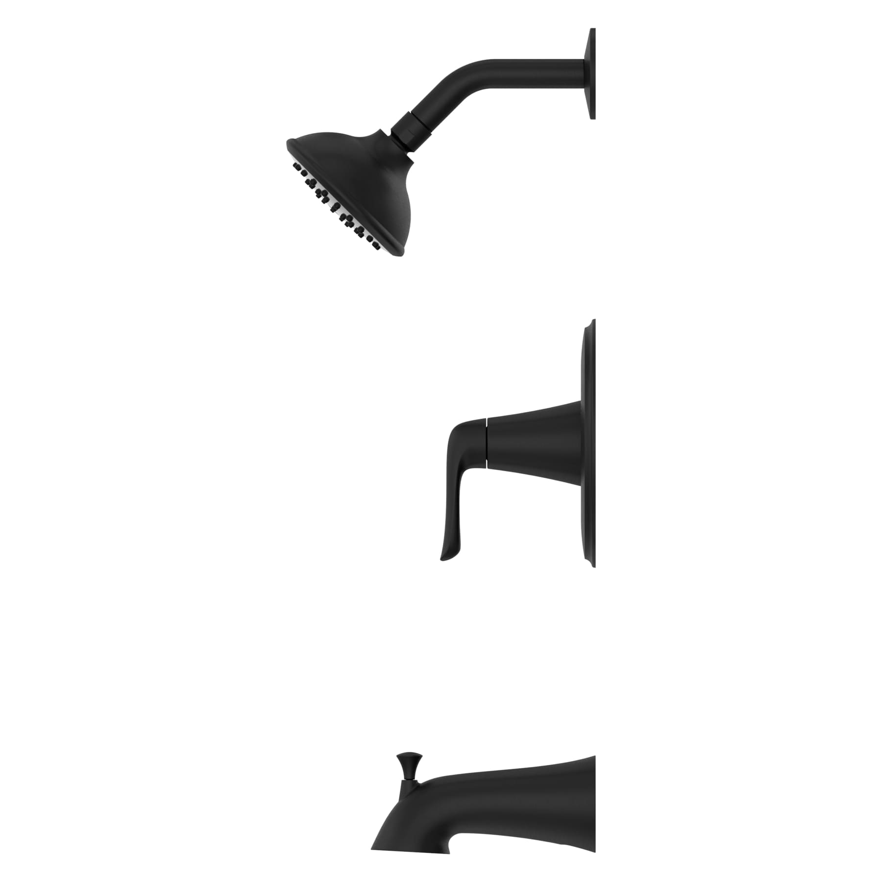 Grifería para bañera y ducha en negro mate con tecnología Spot Defense y un solo mango de Pfister Willa de 4.438 pulgadas y función única con válvula 8P8-WS2-MALSSDB