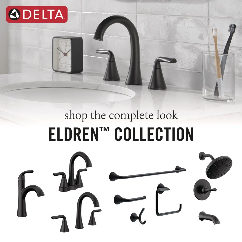 Grifo de bañera y ducha redondo de 8 pulgadas con acabado negro mate de un solo mango Delta Eldren 144847-BL