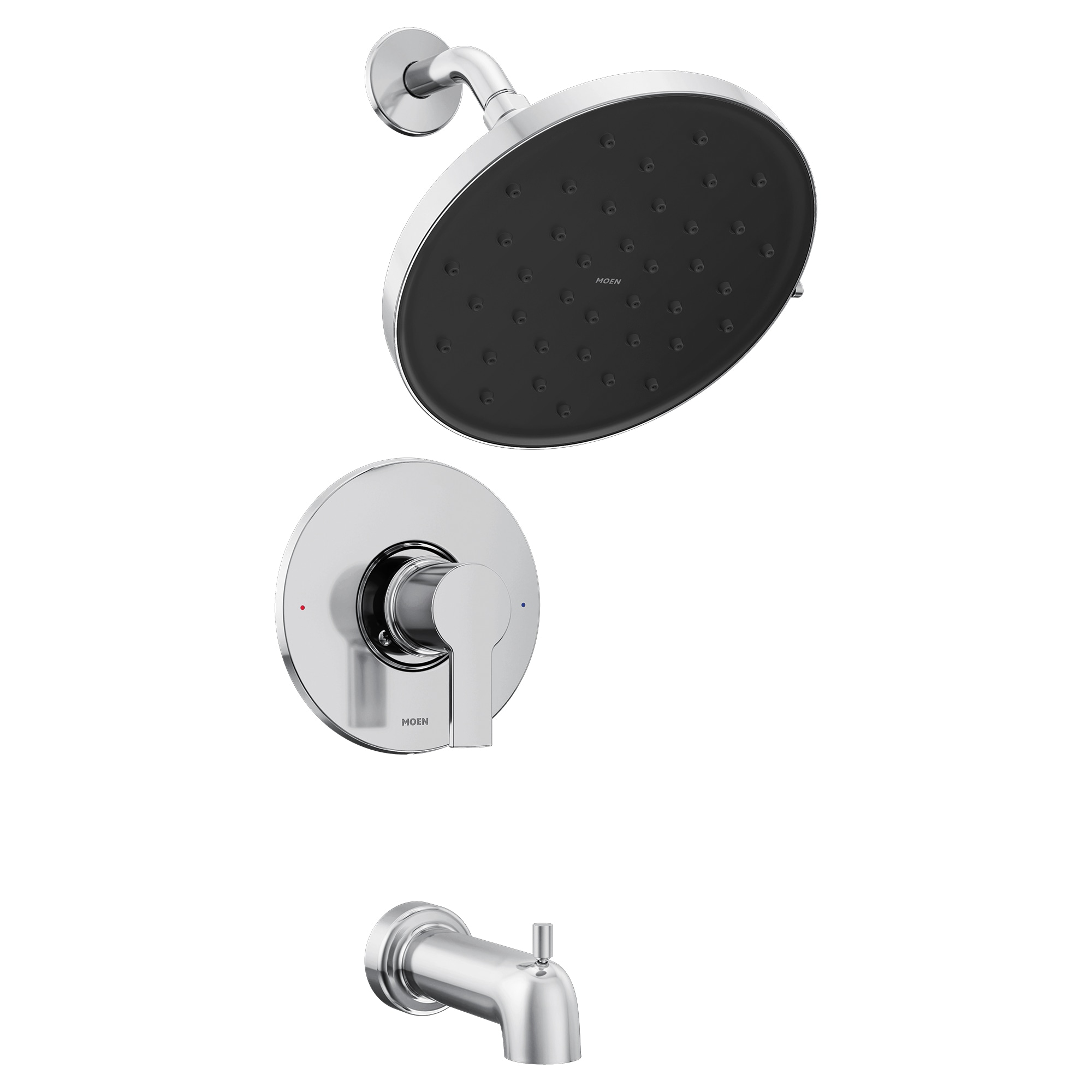 Grifería de bañera redonda y ducha con válvula de 9 pulgadas de una sola función, cromada, Moen Avri Magnetix 82156