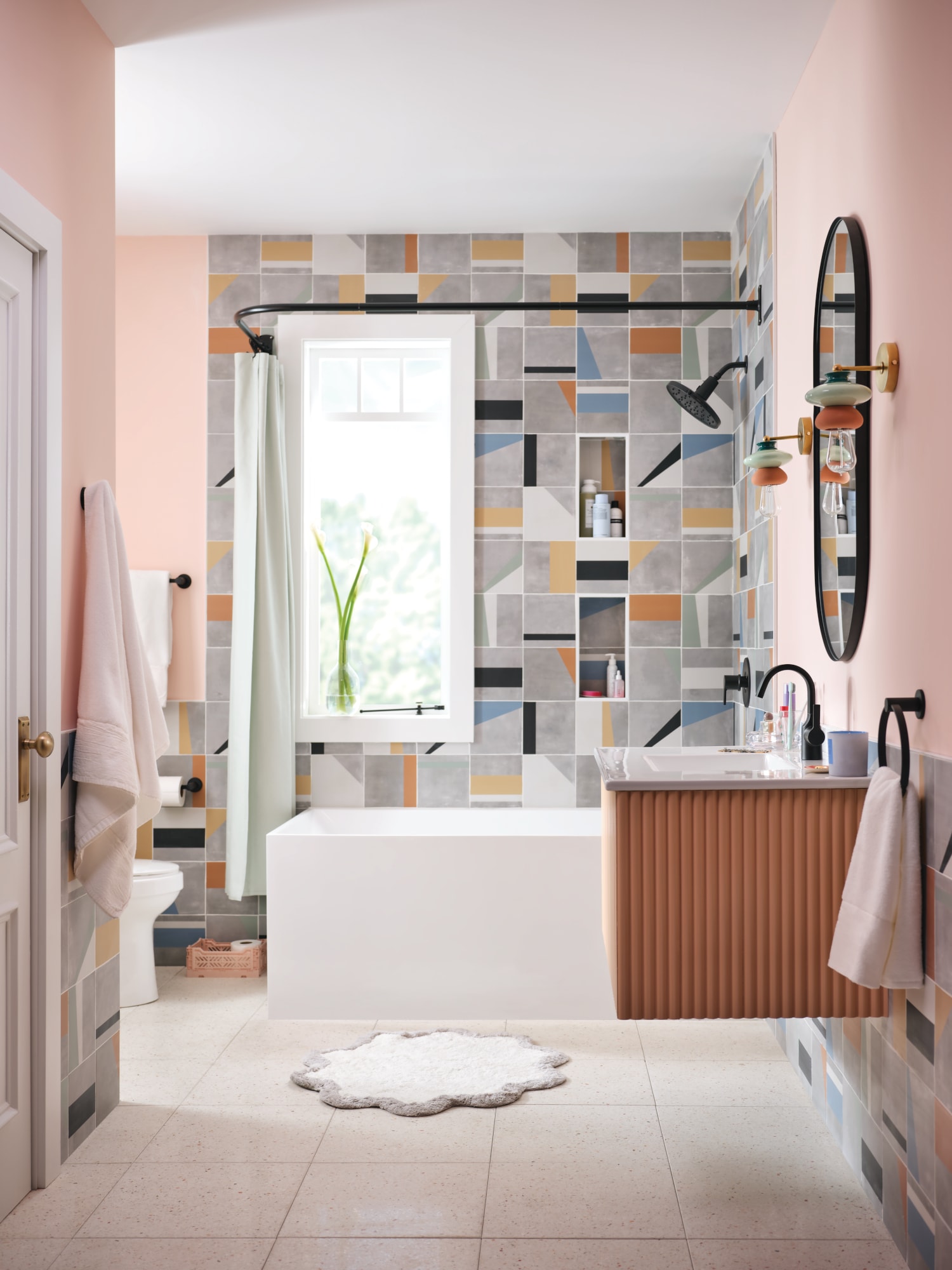 Grifería de bañera redonda y ducha con válvula de 9 pulgadas de una sola función, cromada, Moen Avri Magnetix 82156