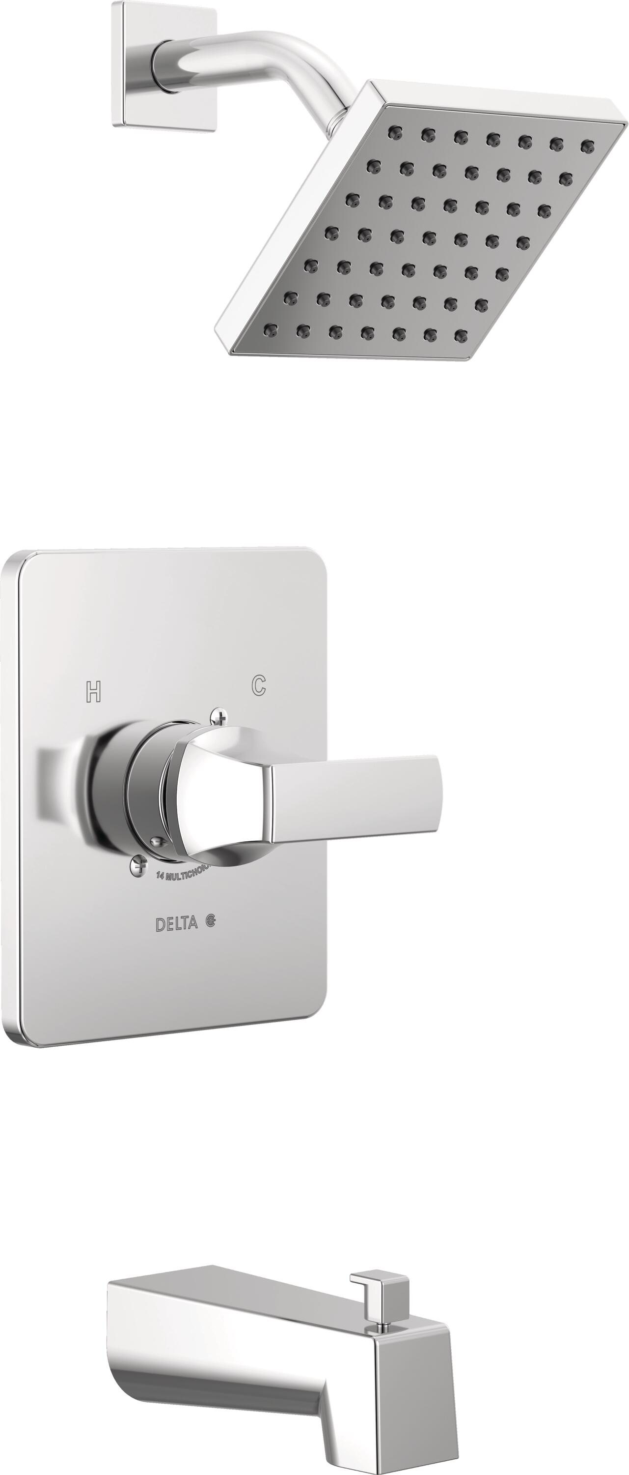 Grifo para bañera y ducha de una sola función con un solo mango Delta Velum cromado de 6.5 pulgadas.