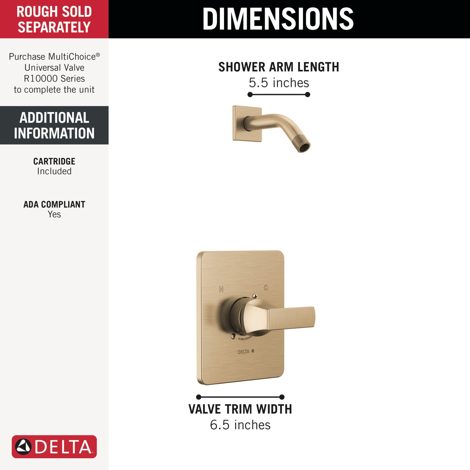 Grifo para bañera y ducha de una manija Delta Velum Champagne Bronze 1-handle Se vende por separado T14237-CZLHD