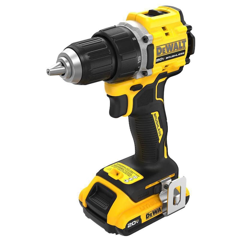 Kit de Taladro/Atornillador Compacto Inalámbrico DEWALT ATOMIC de 20 Voltios con Batería de Iones de Litio de 2.0Ah, Cargador y Bolsa - DCD794D1