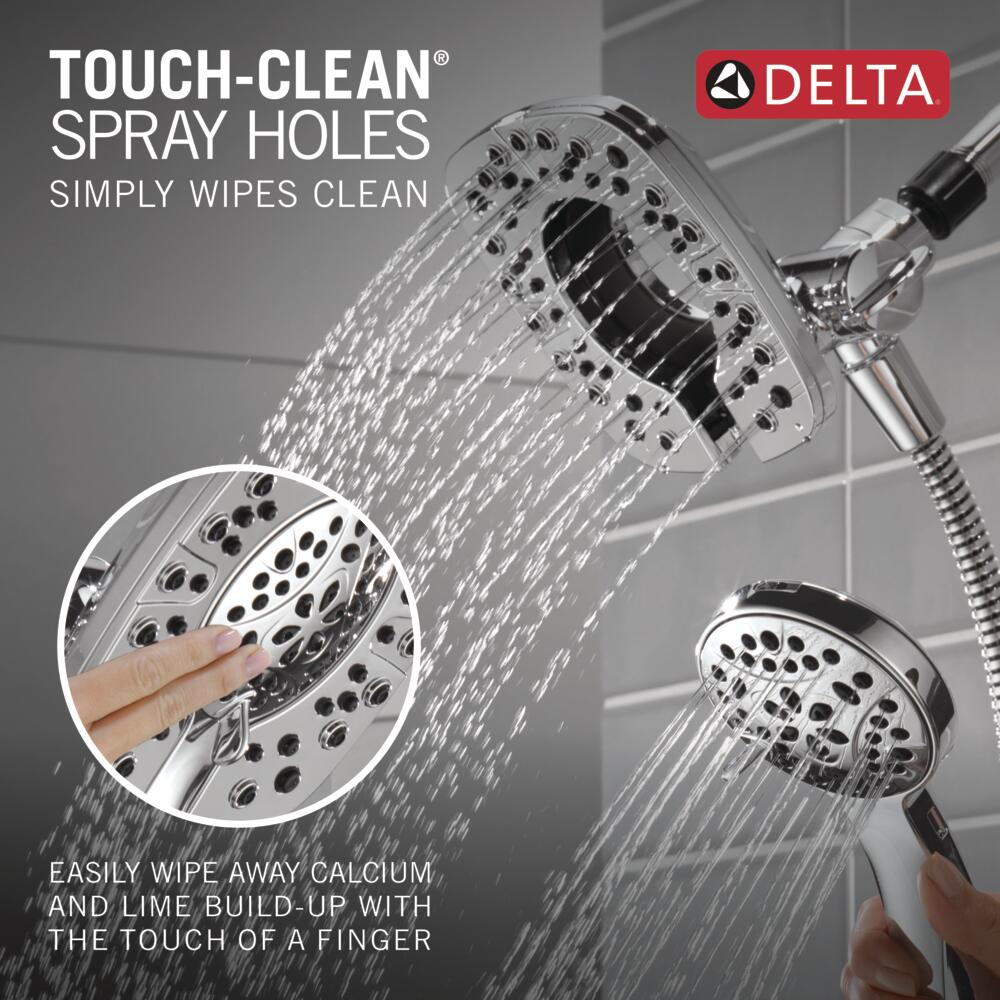 Faucet de Bañera y Regadera Cuadrado de 6 Pulgadas con Mango de Cromo de una Sola Manija Delta Lacey y Válvula 144895-I