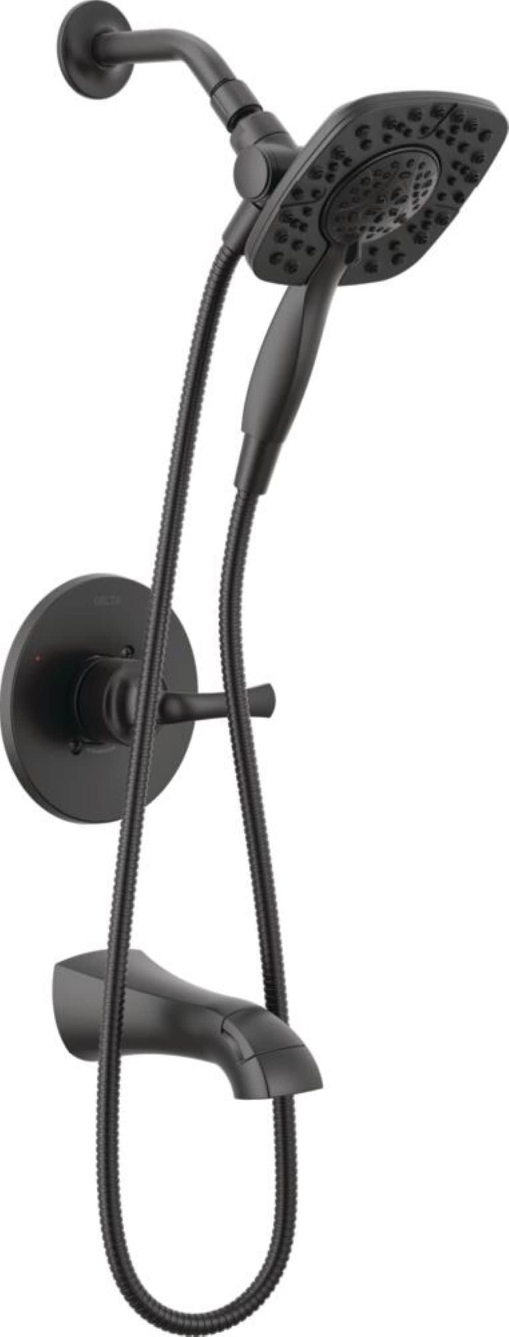 Mezcladora de Cascada para Bañera y Ducha con Acabado Negro Mate de 1 Manija y 6 Pulgadas de Marca Delta Lacey