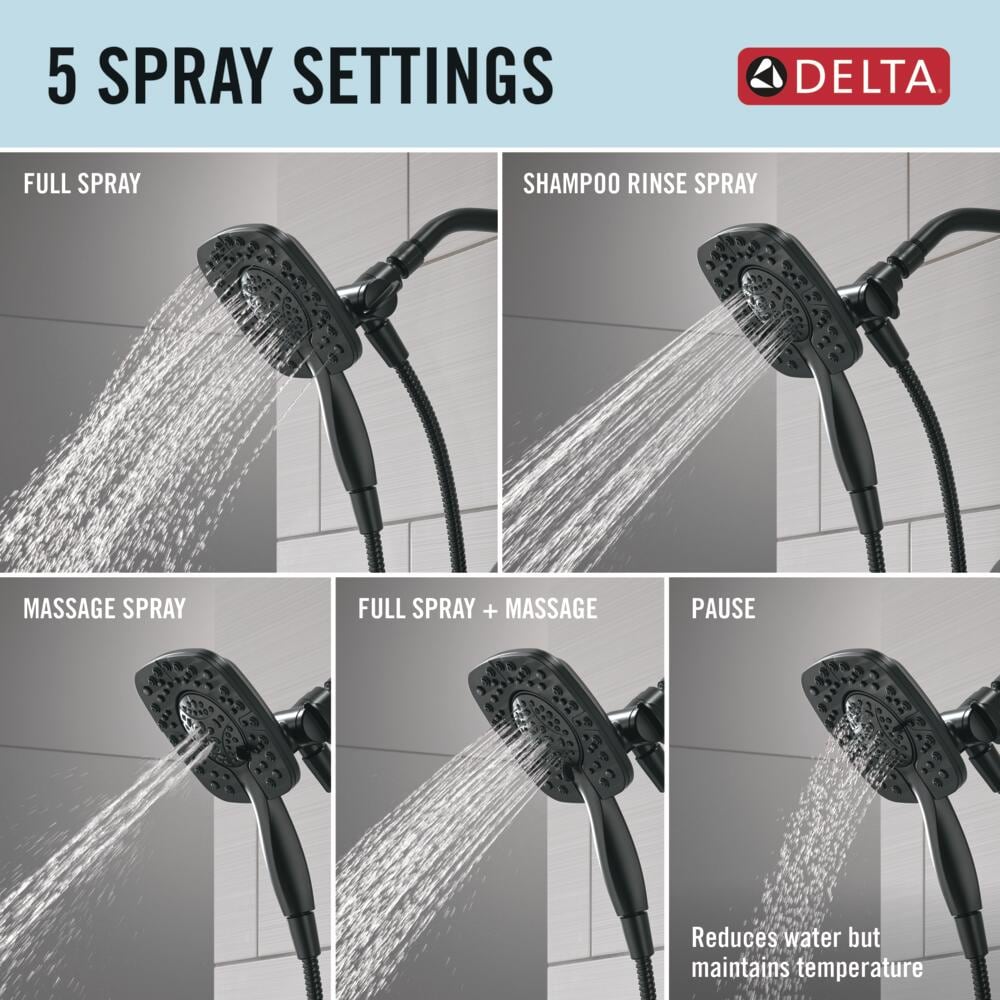 Mezcladora de Cascada para Bañera y Ducha con Acabado Negro Mate de 1 Manija y 6 Pulgadas de Marca Delta Lacey