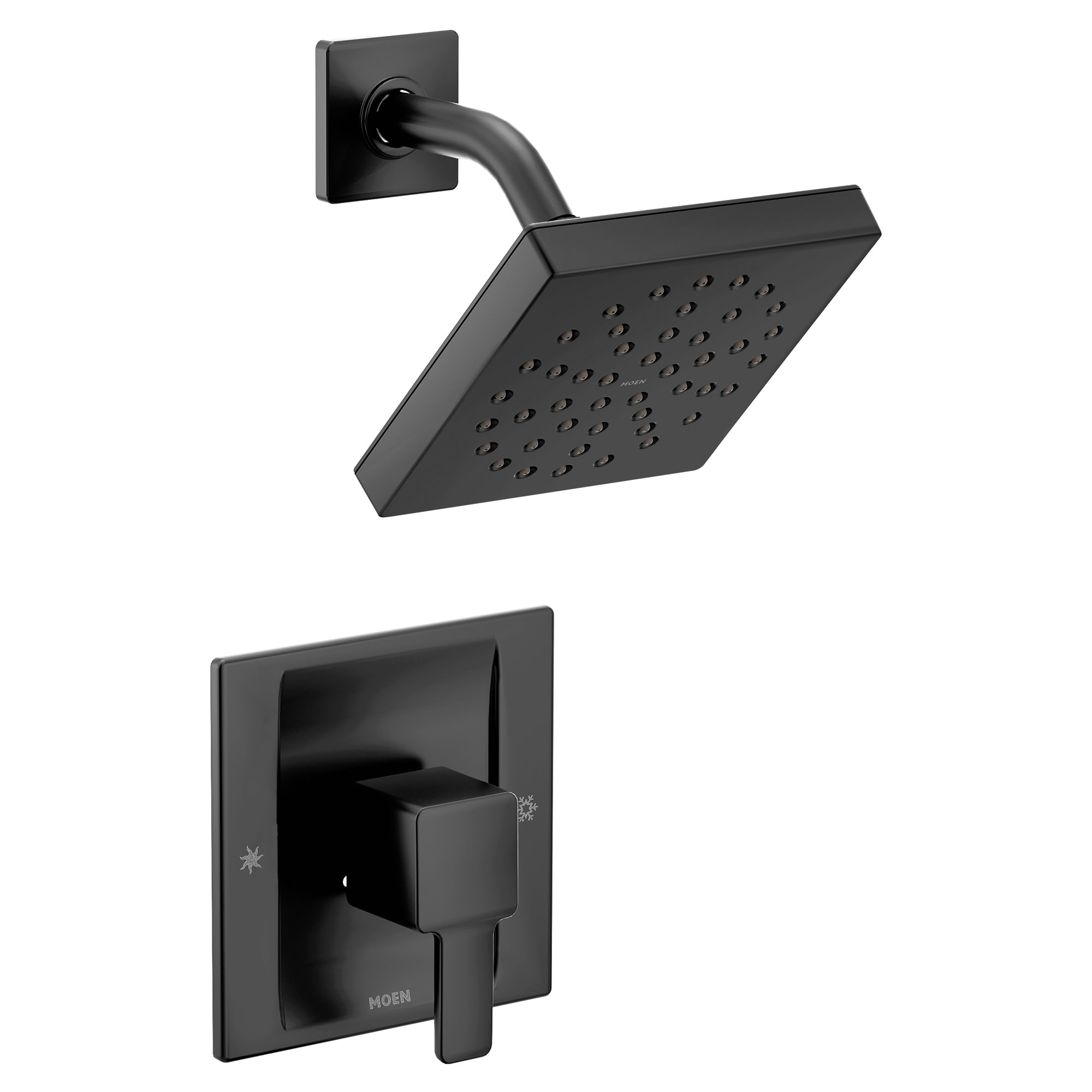 Grifo y regadera para bañera cuadrada de 6.188 pulgadas con un solo mango y función única en color negro mate de Moen (Válvula no incluida) TS2712BL