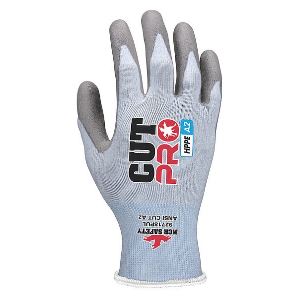 Guantes recubiertos resistentes al corte Mcr Safety, Nivel de corte A2, calibre 18, azul, 2XL (11) - 92718PUXXL.