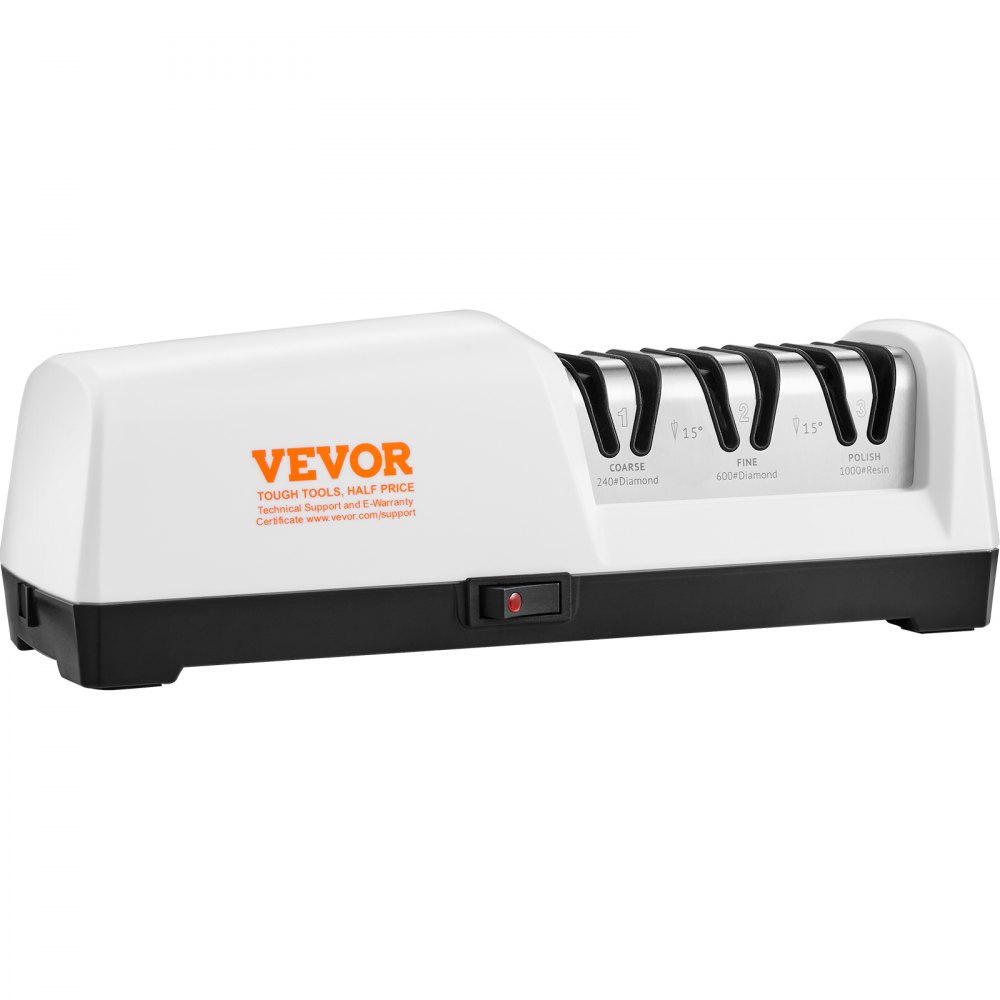 VEVOR Electric Knife Sharpener, 3 Stages Kitchen Knife Sharpener for Quick Sharpening & Polishing, Professional Knife Sharpener with Diamond Abrasives, 15° Angle Guides, and Metal Dust Collection Box - DBSMDQ55W3D08DNT5V1