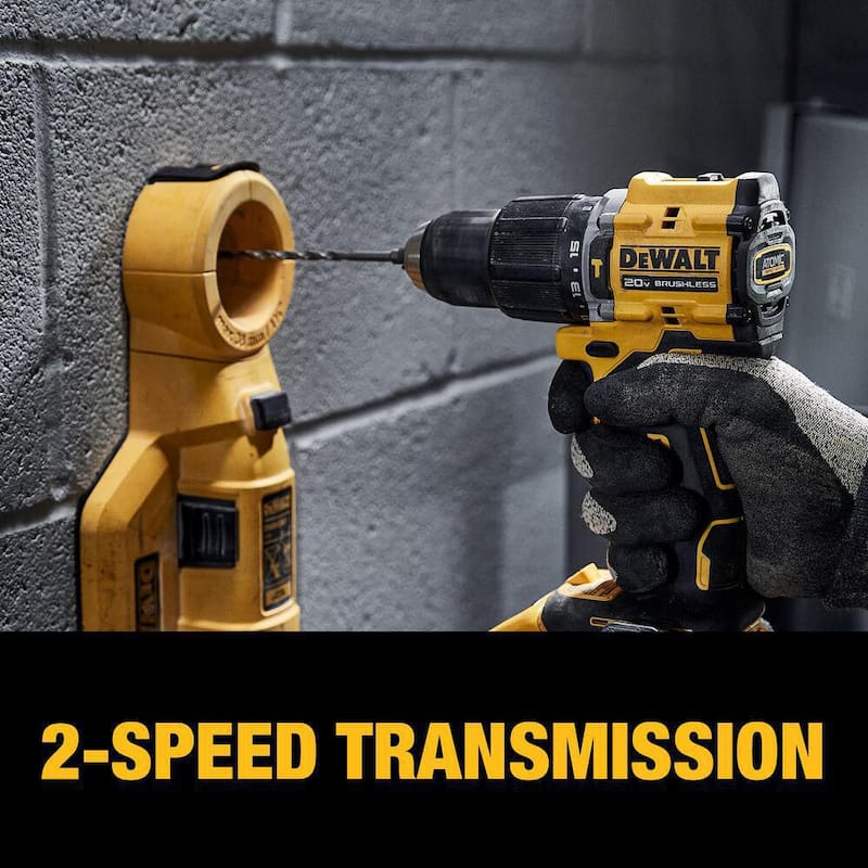 Martillo perforador compacto inalámbrico DEWALT ATOMIC de 20 voltios de iones de litio con broca de 1/2 pulgadas, batería de 3.0Ah, cargador y bolso - DCD799L1
