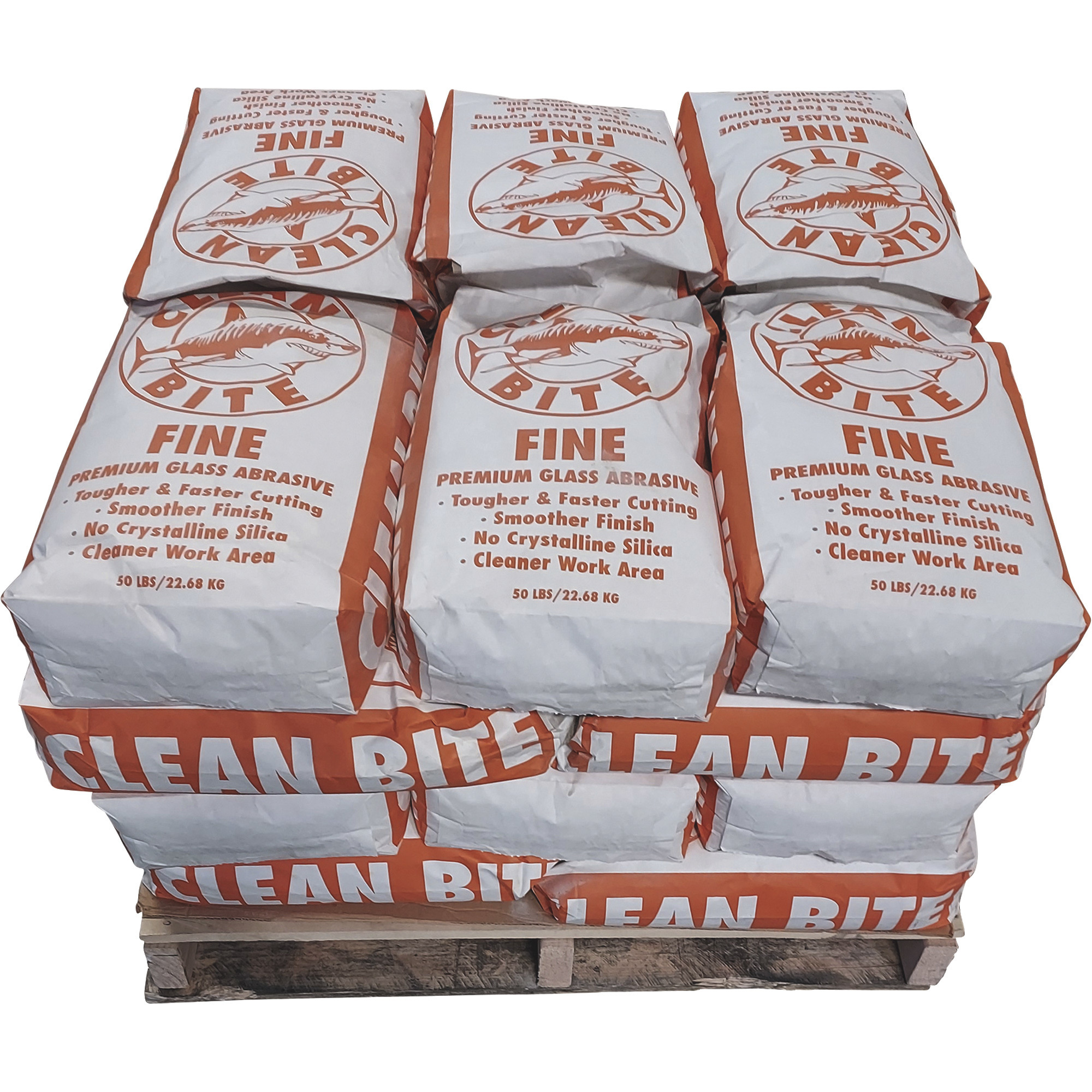Medios abrasivos de vidrio de alta calidad Clean Bite Premium, (24) bolsas de 50 lb, fino, modelo FINE-1200