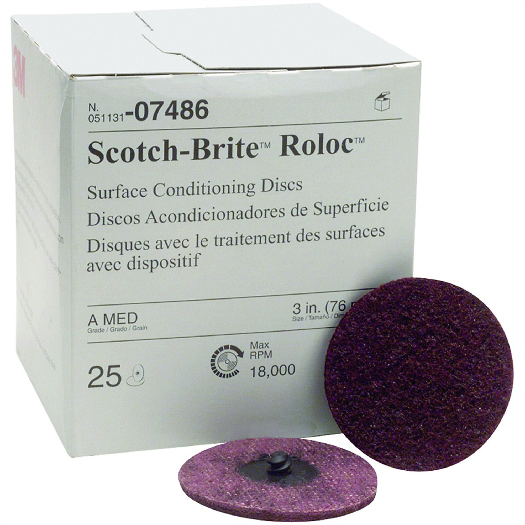 Disco de Lija 3M Disc Roloc 3 MD 25/BG Rojo, Material Escoria de Carbón, Grado Variado, Piezas (cantidad) 3, Modelo MMM7486
