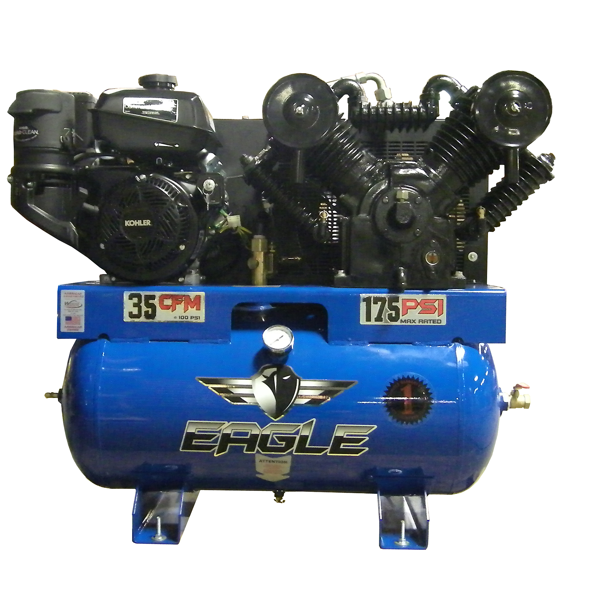 Compresor montado en camión Eagle de 30 galones, Potencia de 14 HP, Tanque de aire de 30 Gal, Modelo# 14G30TRKE-V4-KP.
