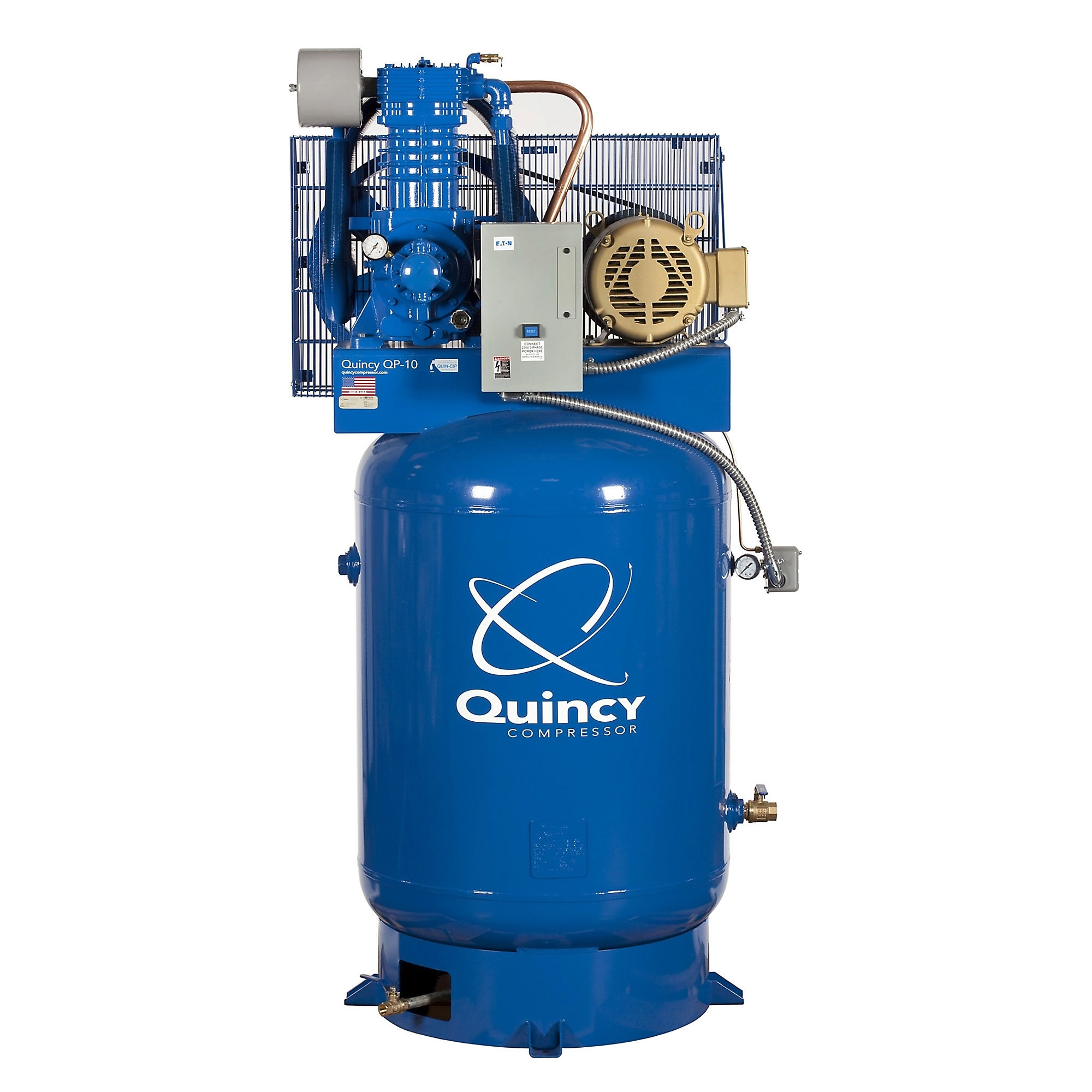 Compresor de aire de dos etapas Quincy, modelo QP2 10H 120G 460V 3ph V PRO, 10 HP, tanque de 120 galones, voltaje 460. Modelo# 5103DS12VCA46.